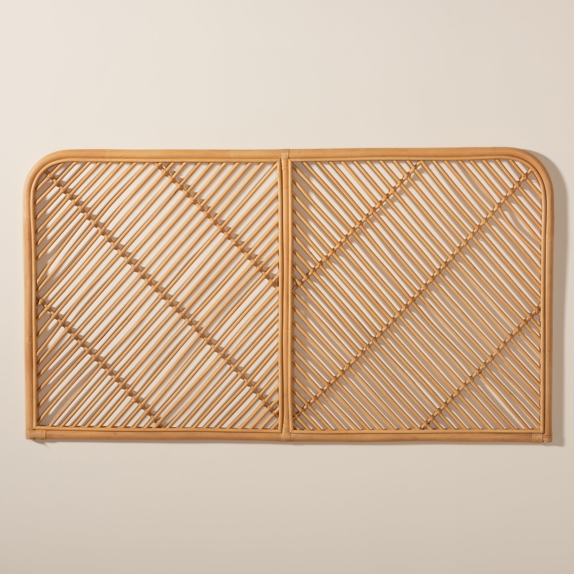 bali & pari Sakina Modern Bohemian Natural Brown Rattan Queen Size Wall-mount Headboard