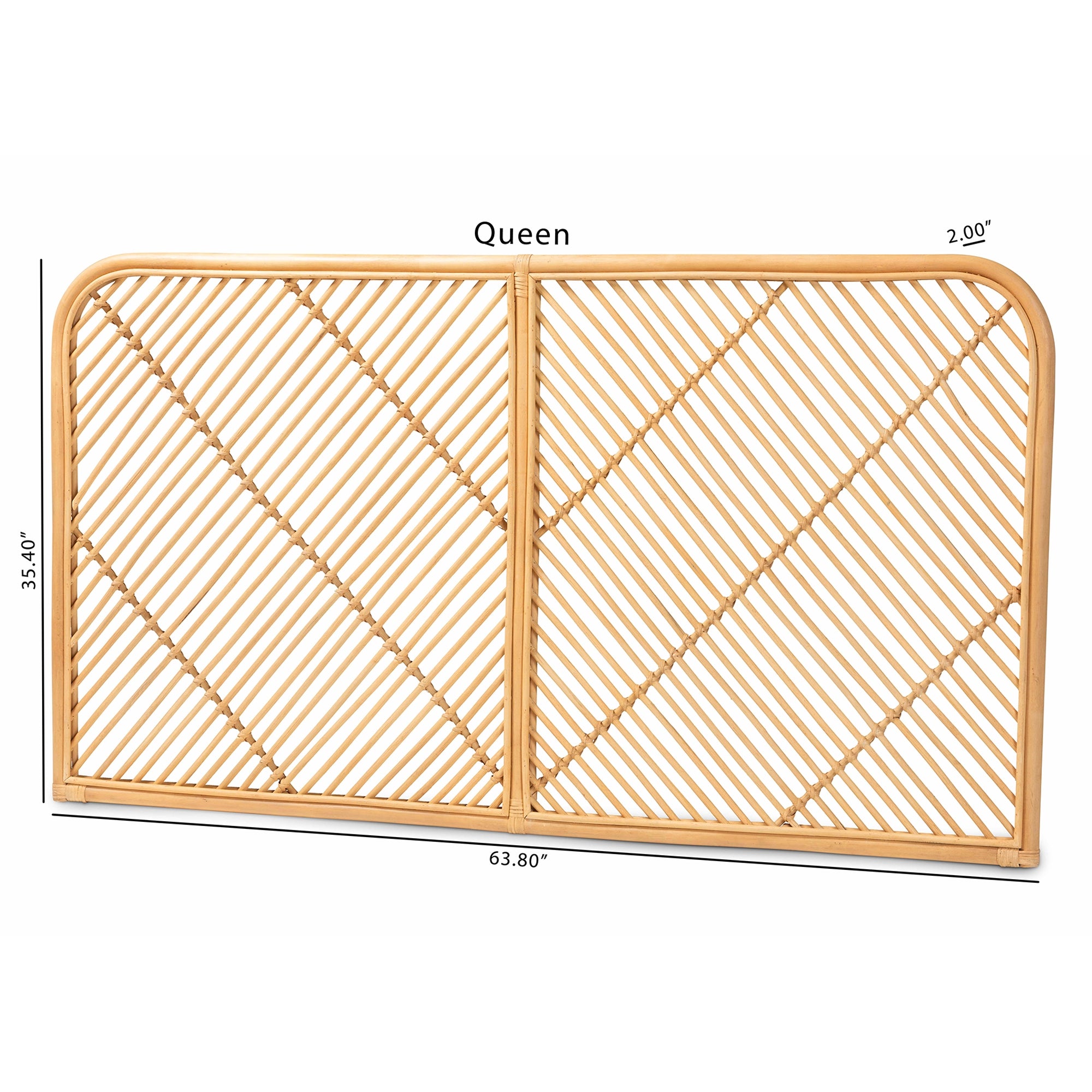 bali & pari Sakina Modern Bohemian Natural Brown Rattan Queen Size Wall-mount Headboard