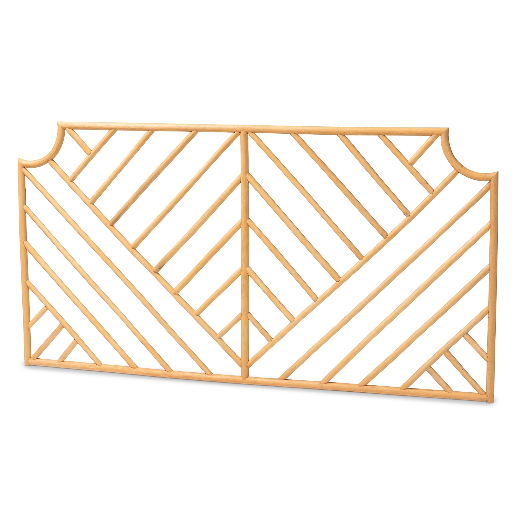 bali & pari Giza Modern Bohemian Natural Brown Rattan Queen Size Wall-mount Headboard