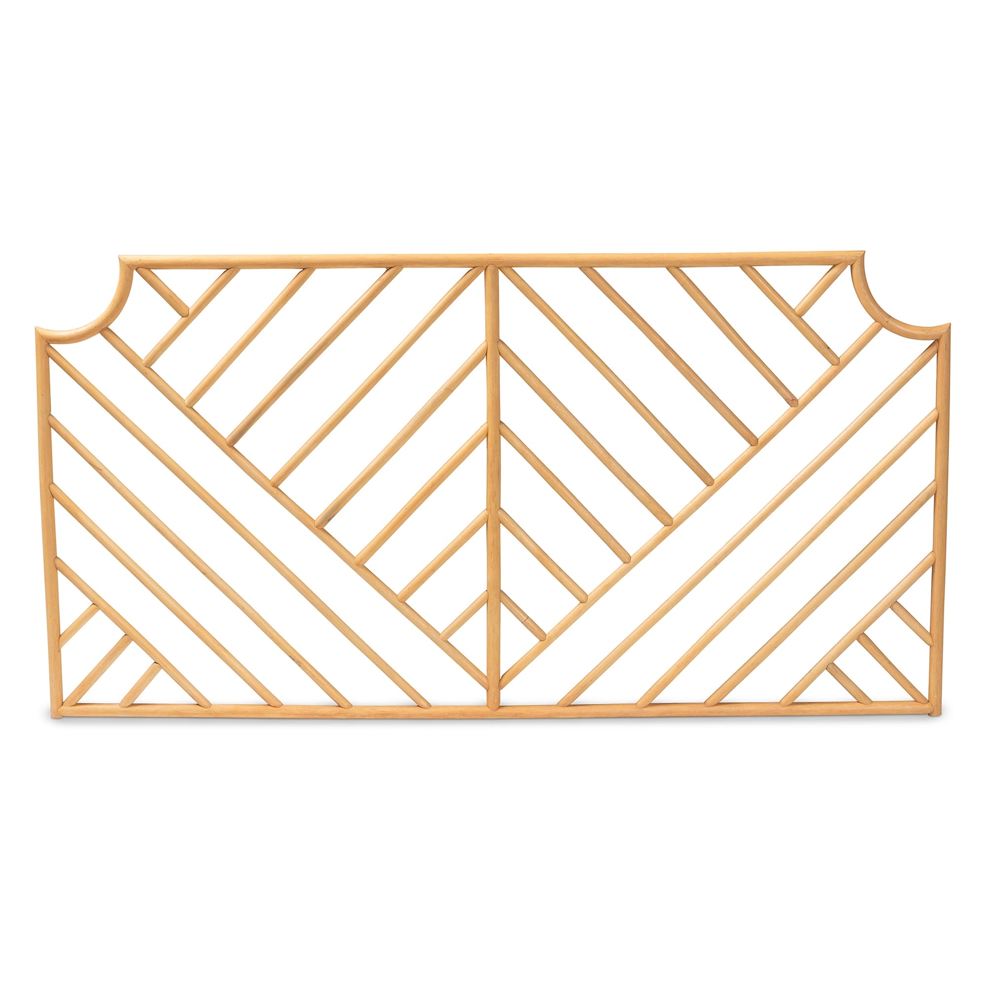 bali & pari Giza Modern Bohemian Natural Brown Rattan Queen Size Wall-mount Headboard