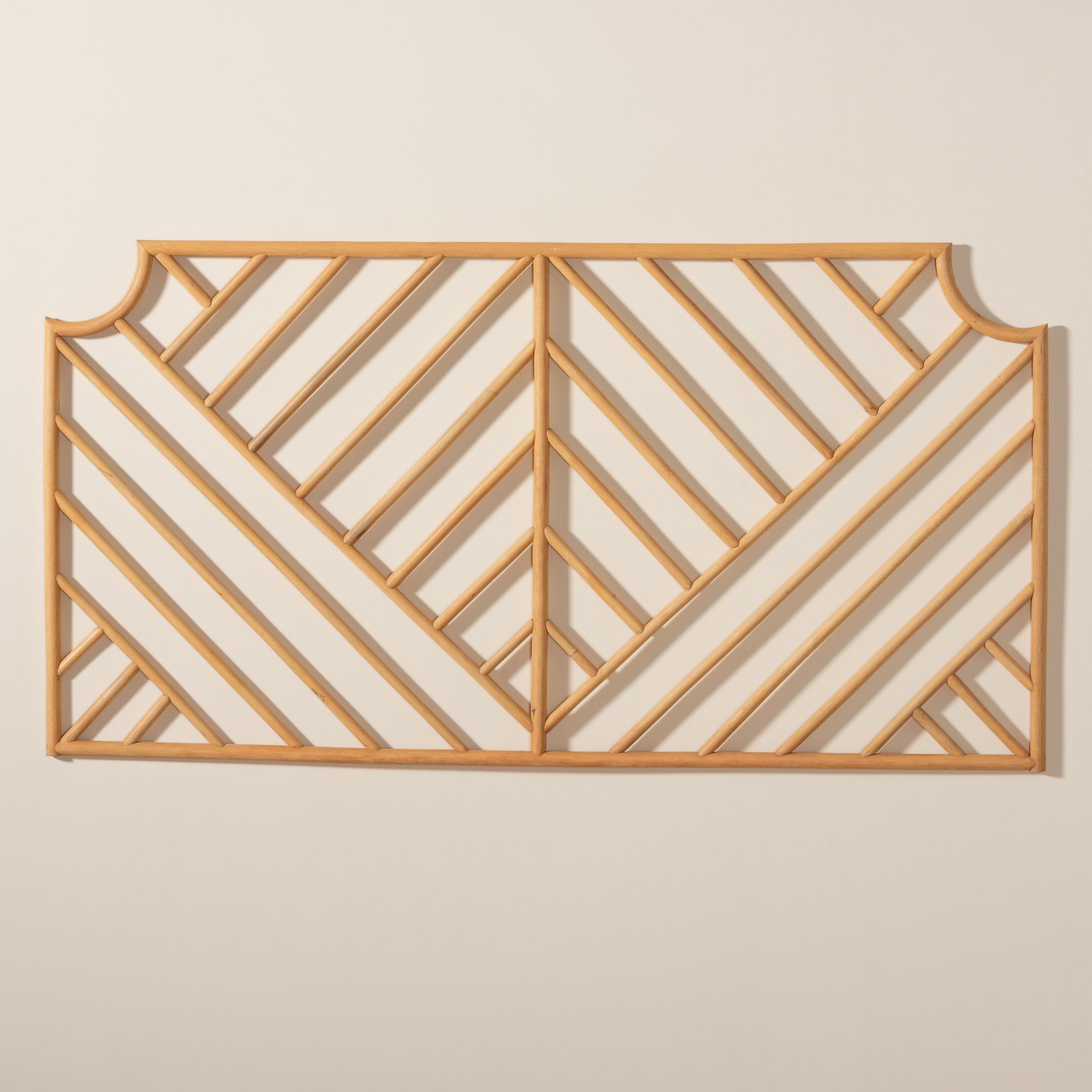 bali & pari Giza Modern Bohemian Natural Brown Rattan Queen Size Wall-mount Headboard