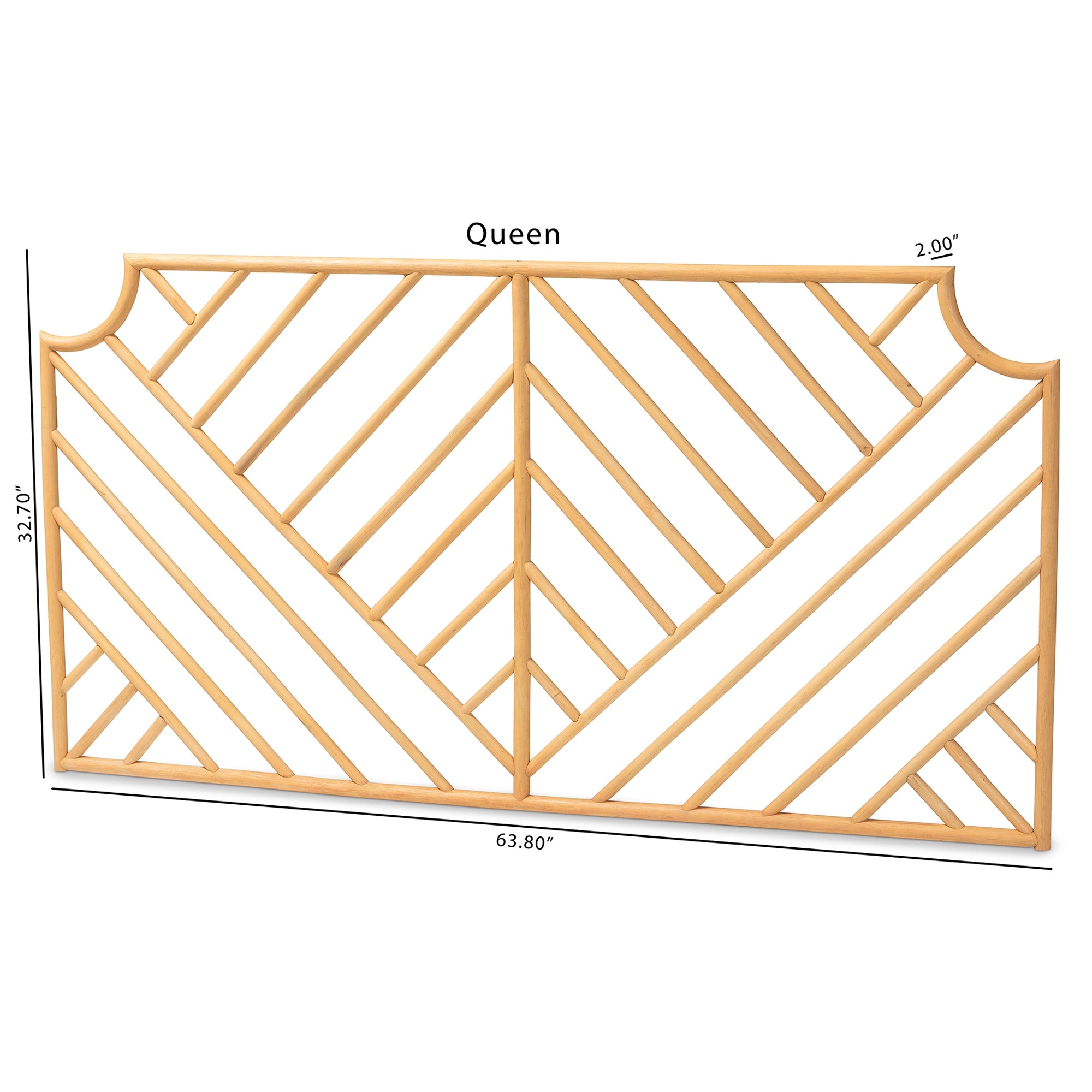bali & pari Giza Modern Bohemian Natural Brown Rattan Queen Size Wall-mount Headboard