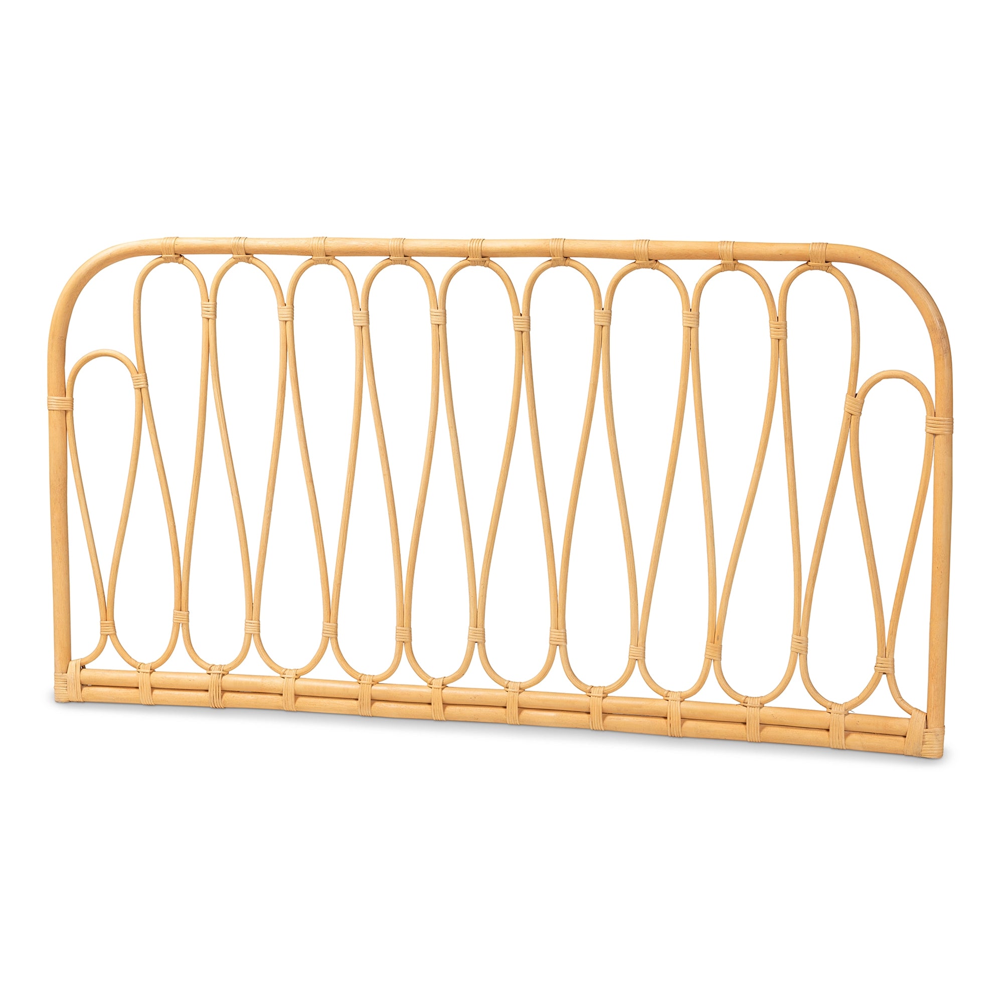 bali & pari Carrick Modern Bohemian Natural Brown Rattan Queen Size Wall-mount Headboard