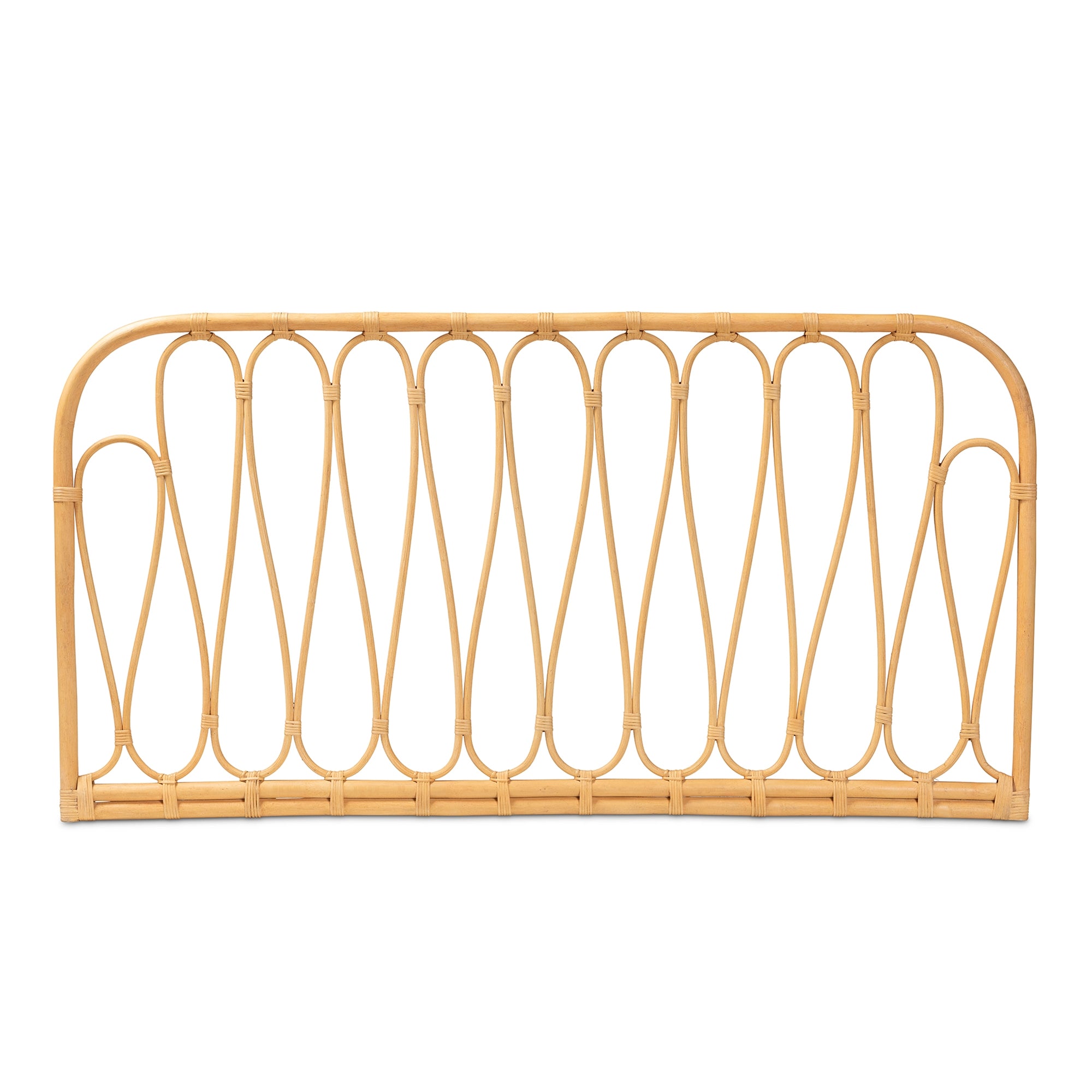 bali & pari Carrick Modern Bohemian Natural Brown Rattan Queen Size Wall-mount Headboard
