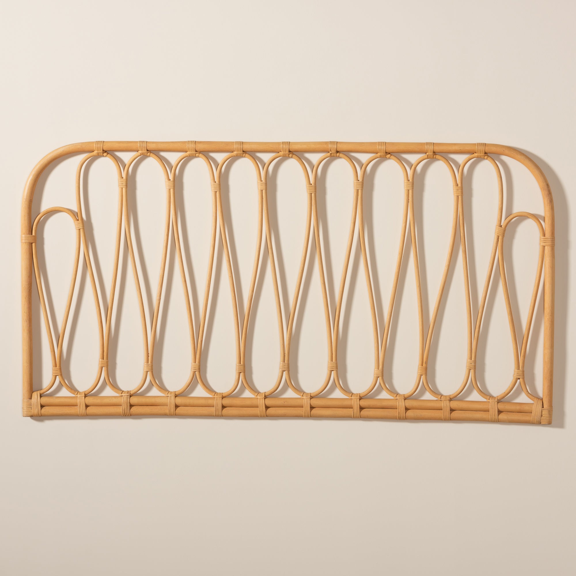 bali & pari Carrick Modern Bohemian Natural Brown Rattan Queen Size Wall-mount Headboard
