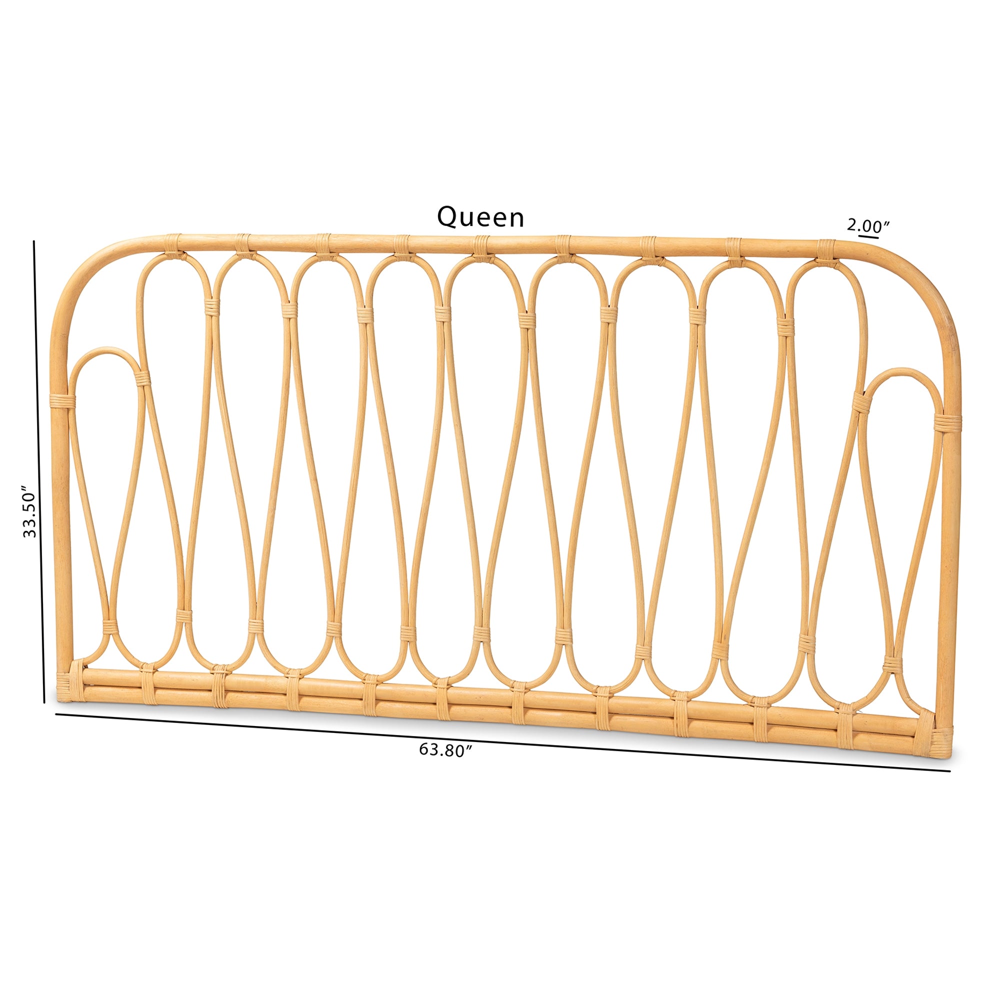 bali & pari Carrick Modern Bohemian Natural Brown Rattan Queen Size Wall-mount Headboard
