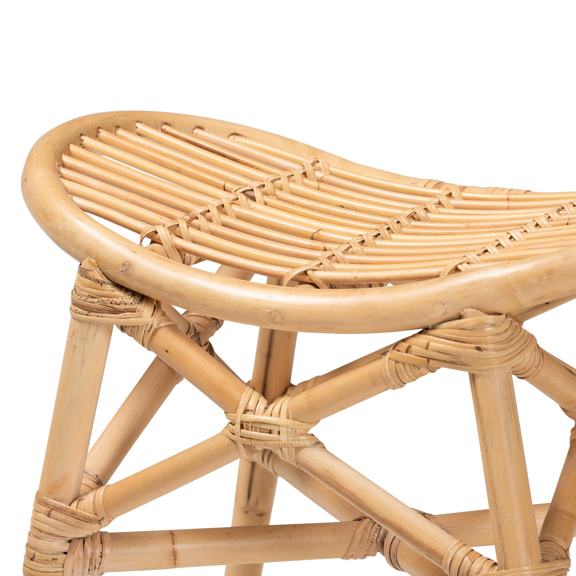 bali & pari Elgon Modern Bohemian Natural Brown Rattan Footstool