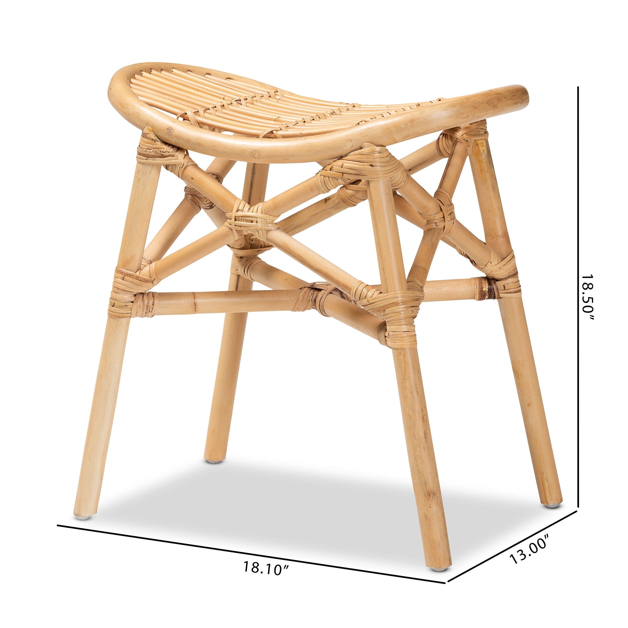 bali & pari Elgon Modern Bohemian Natural Brown Rattan Footstool