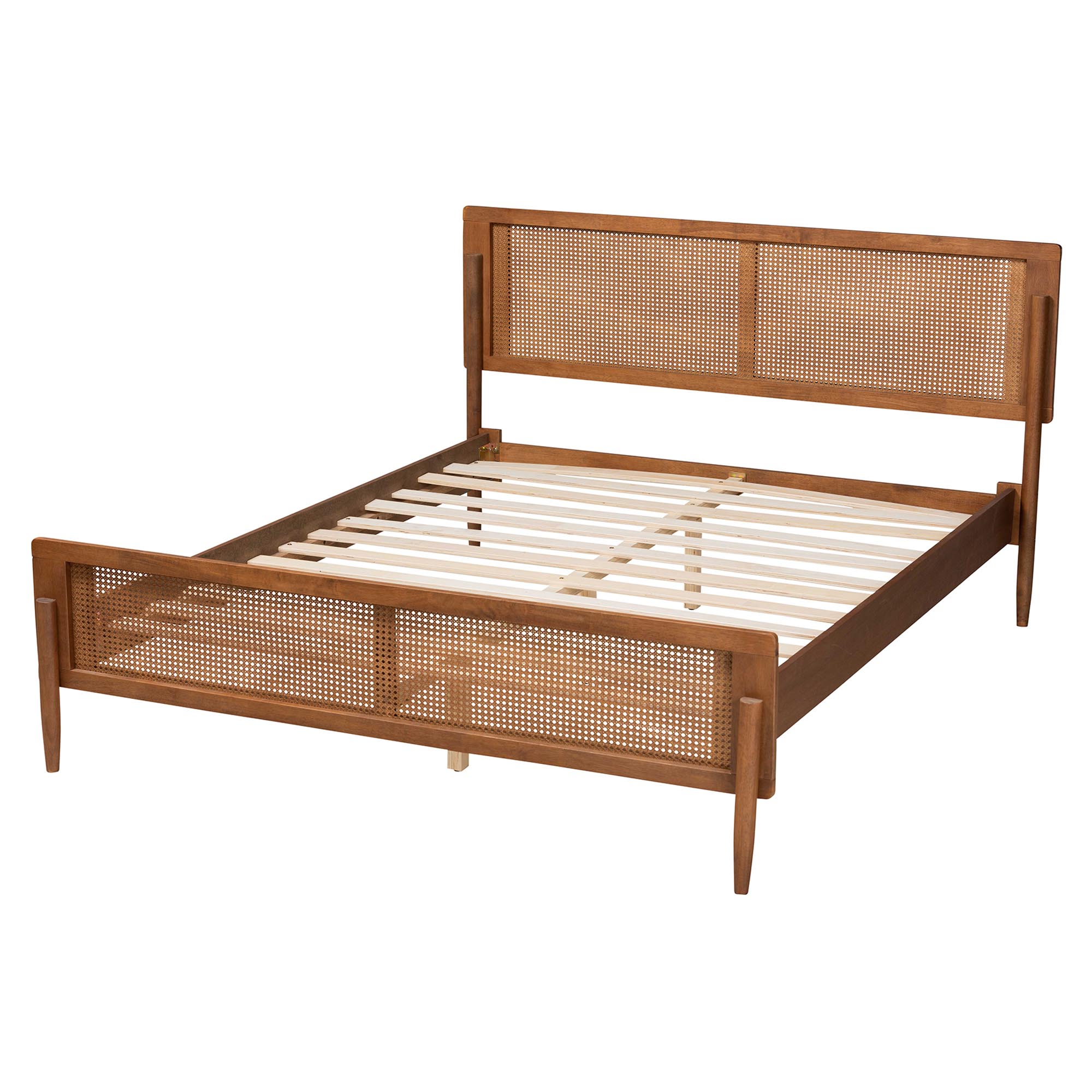 Baxton Studio Gardwin Mid-Century Modern Ash Walnut Finished Wood Queen Size Platform Bed