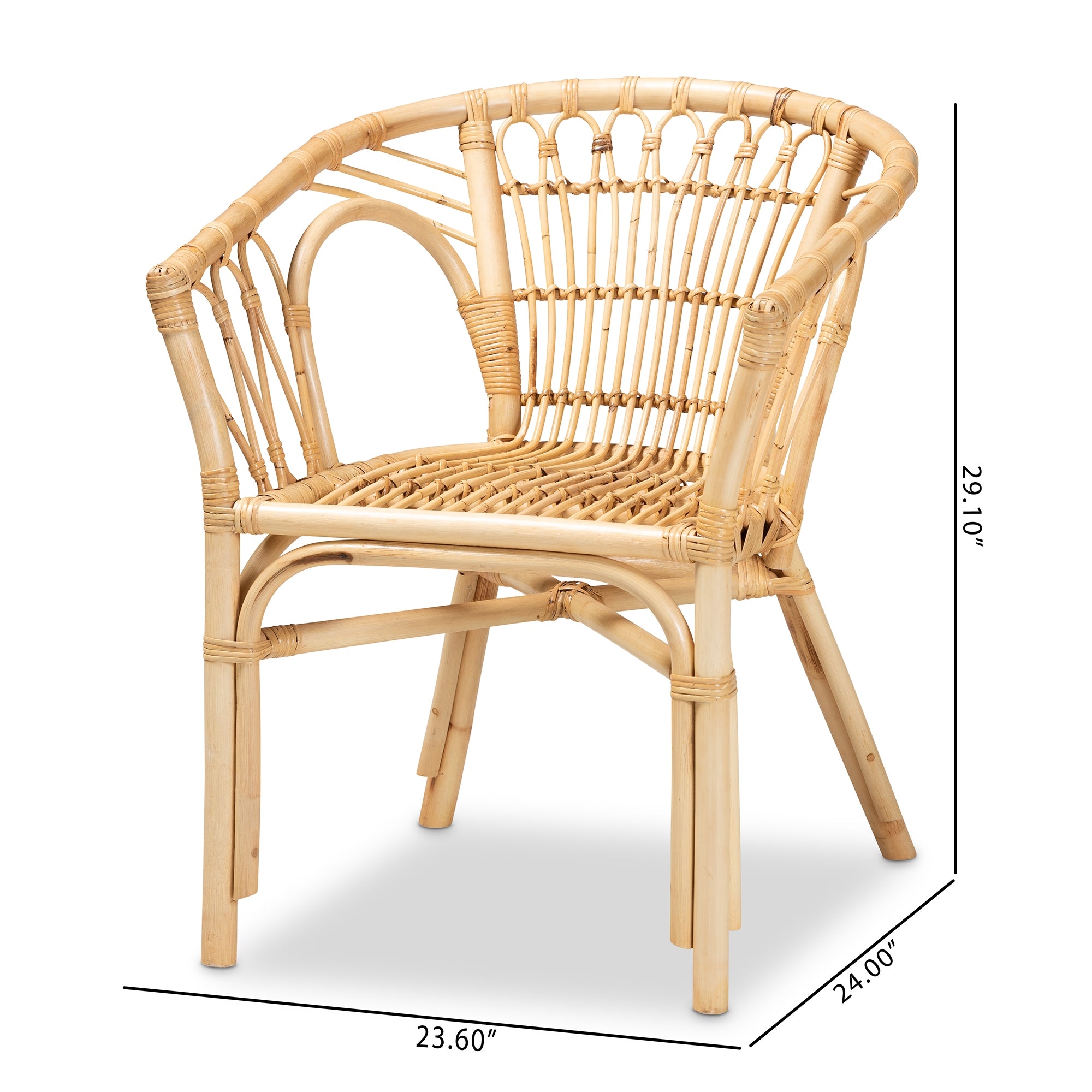 bali & pari Kaka Modern Bohemian Natural Brown Rattan Dining Chair