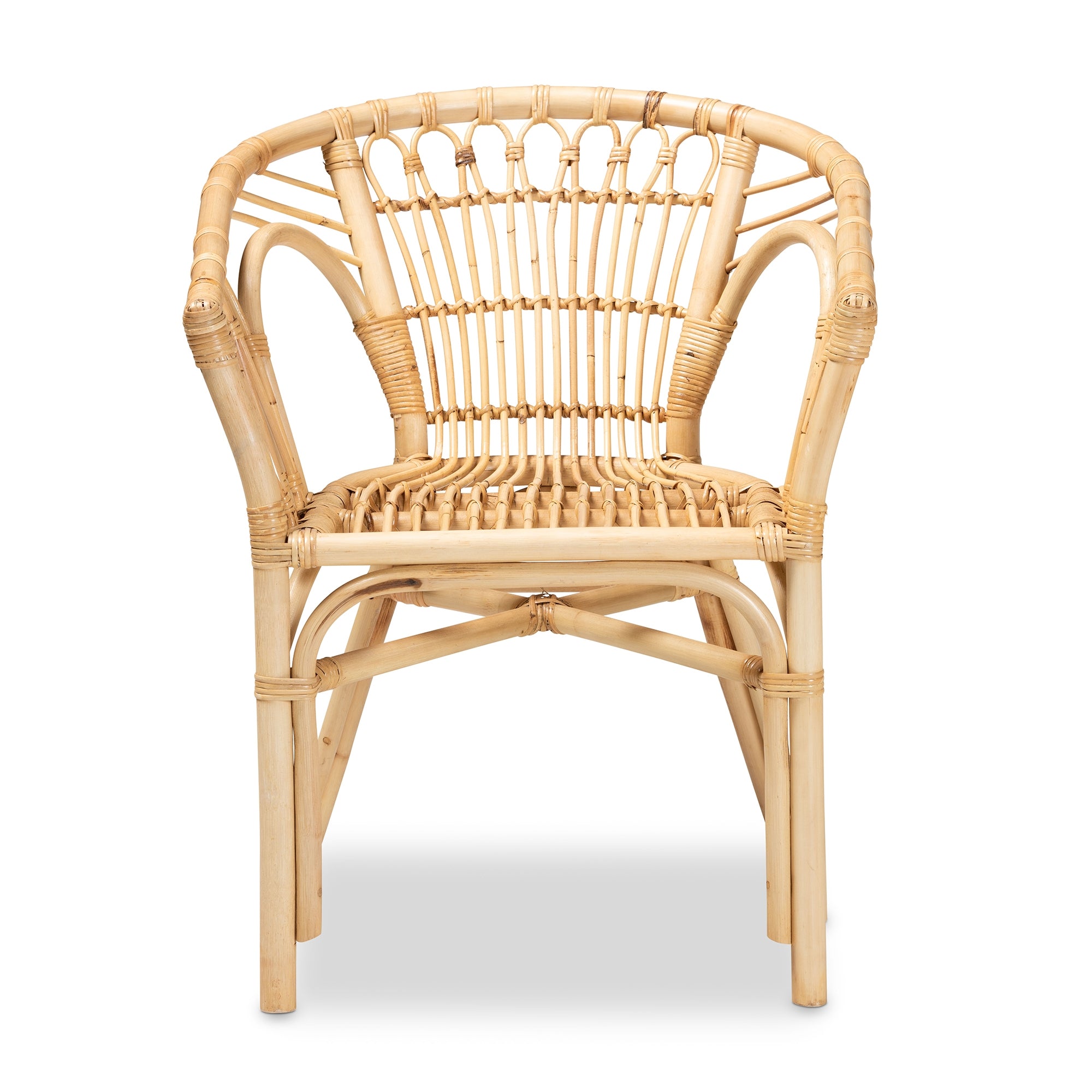 bali & pari Kaka Modern Bohemian Natural Brown Rattan Dining Chair