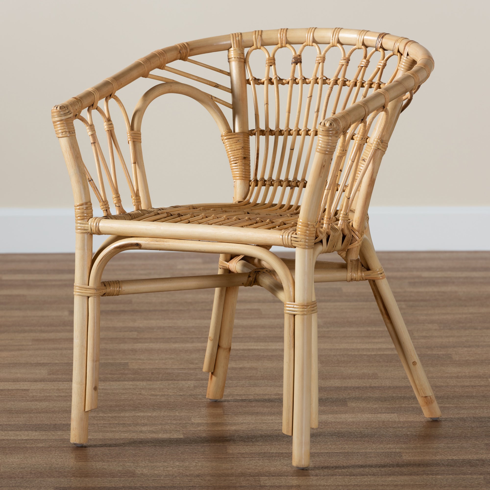 bali & pari Kaka Modern Bohemian Natural Brown Rattan Dining Chair