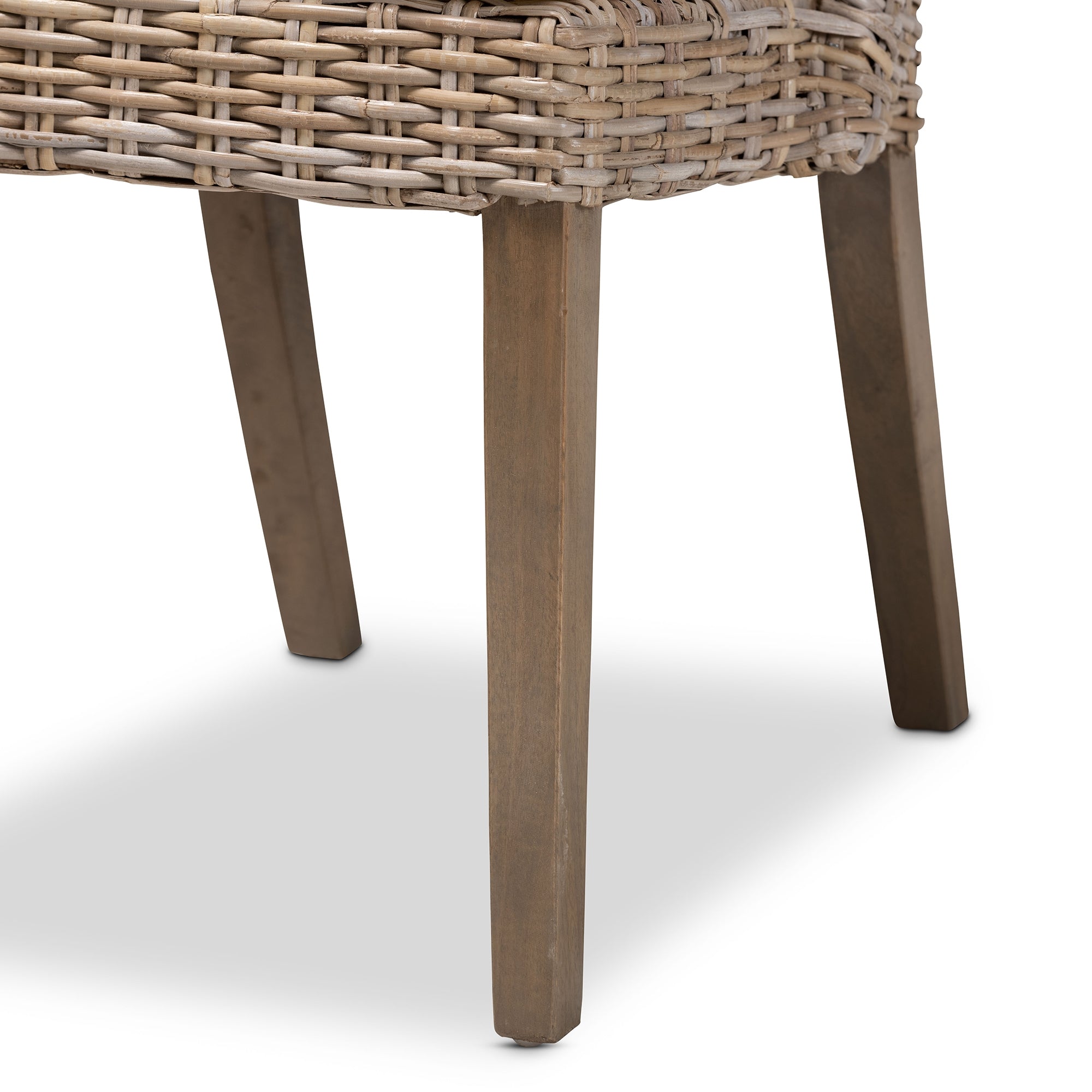 bali & pari Toby Modern Bohemian Grey Rattan 2-Piece Dining Chair Set