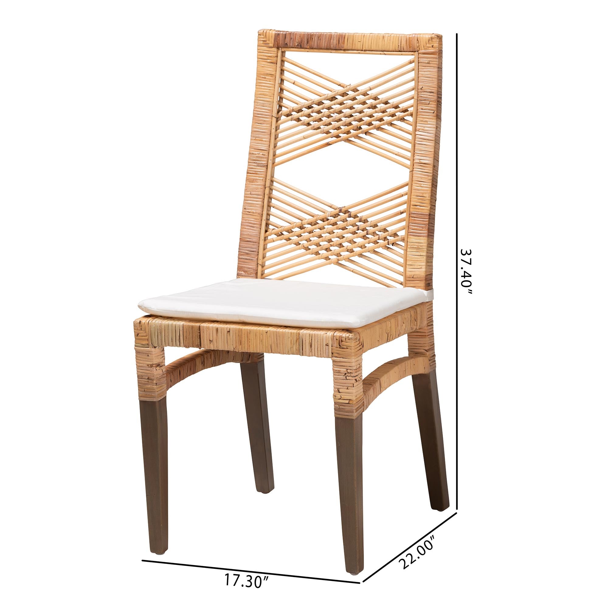 bali & pari Poltak Modern Bohemian Natural Brown Rattan Dining Chair