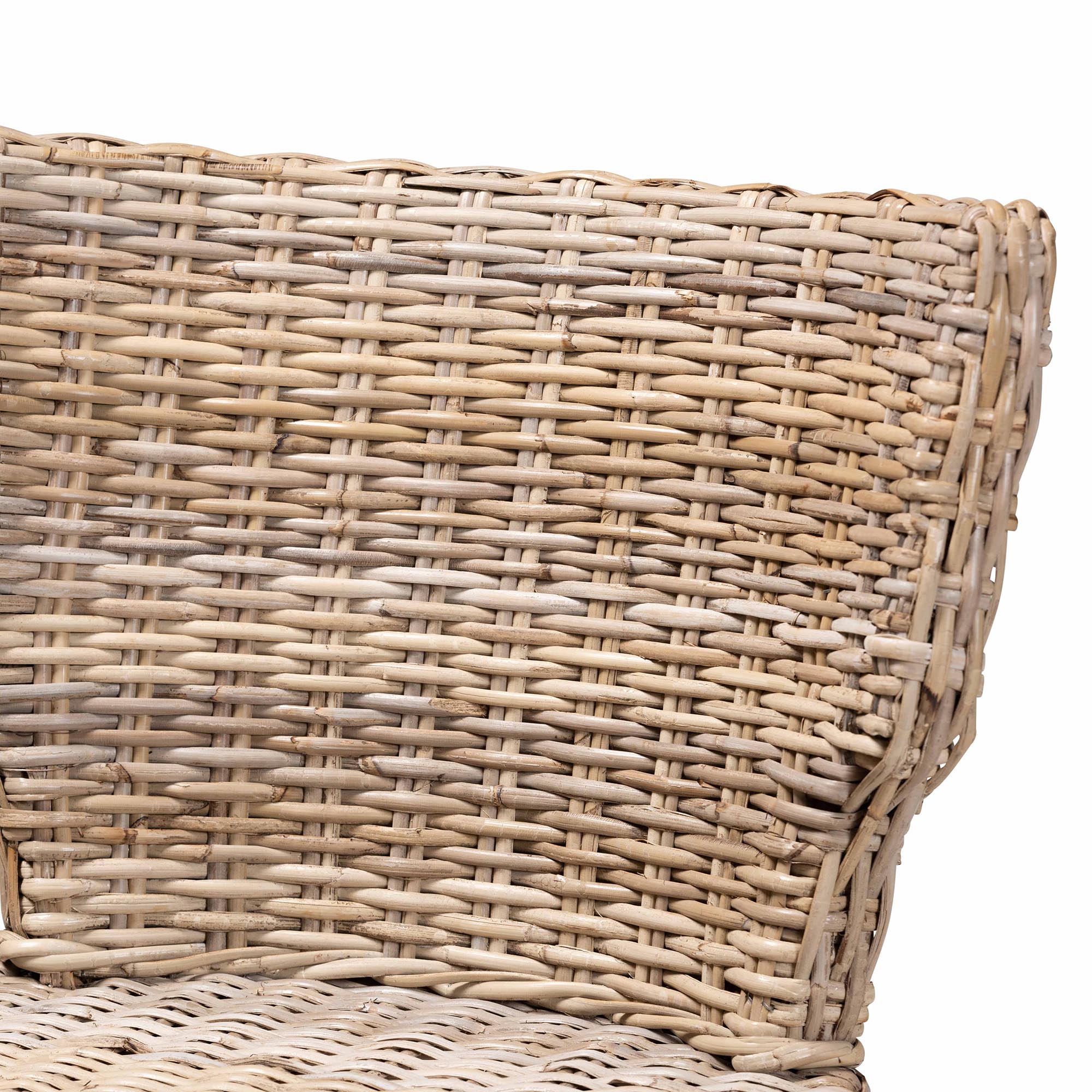 bali & pari Enver Modern Bohemian Grey Rattan and Brown Wood Dining Chair