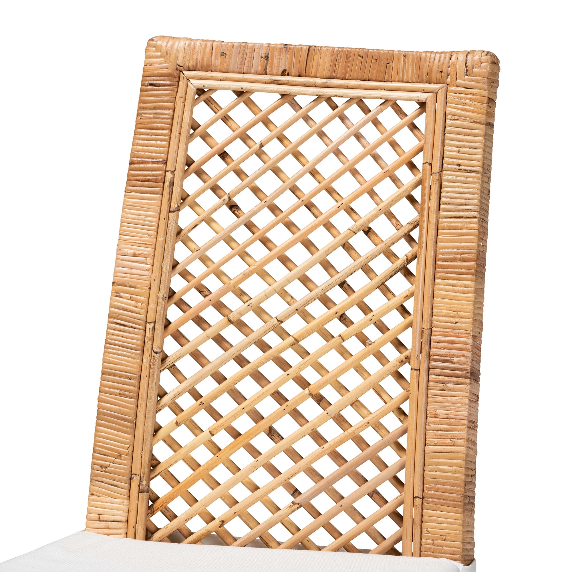 bali & pari Argos Modern Bohemian  Natural Brown Rattan 2-Piece Dining Chair Set