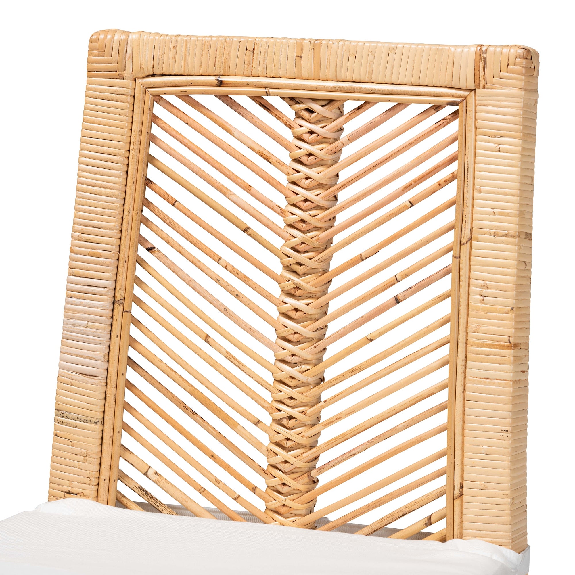 bali & pari Suci Modern Bohemian Natural Brown Rattan 2-Piece Dining Chair Set
