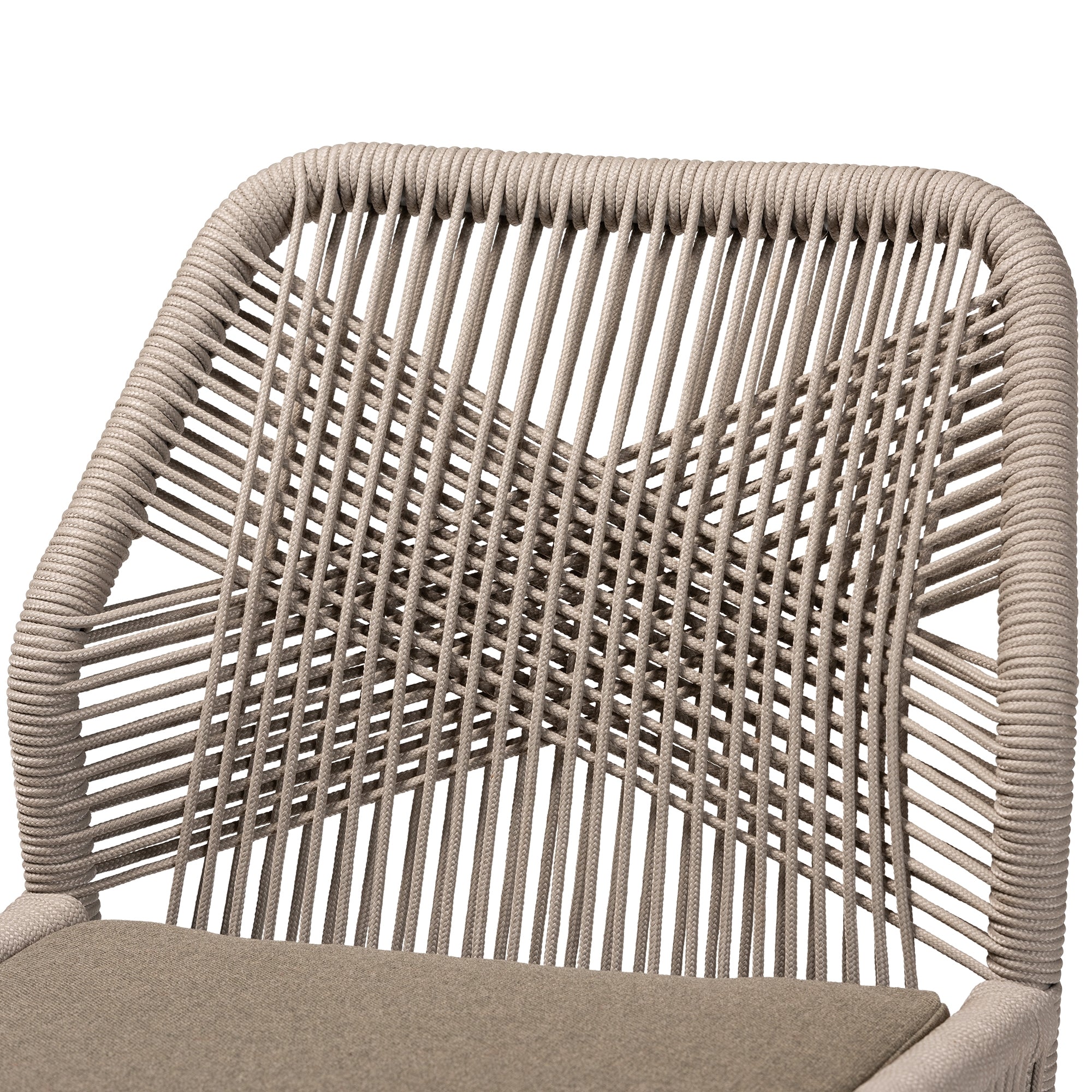 bali & pari Jennifer Mid-Century Transitional Grey Woven Rope Mahogany Dining Side Chair
