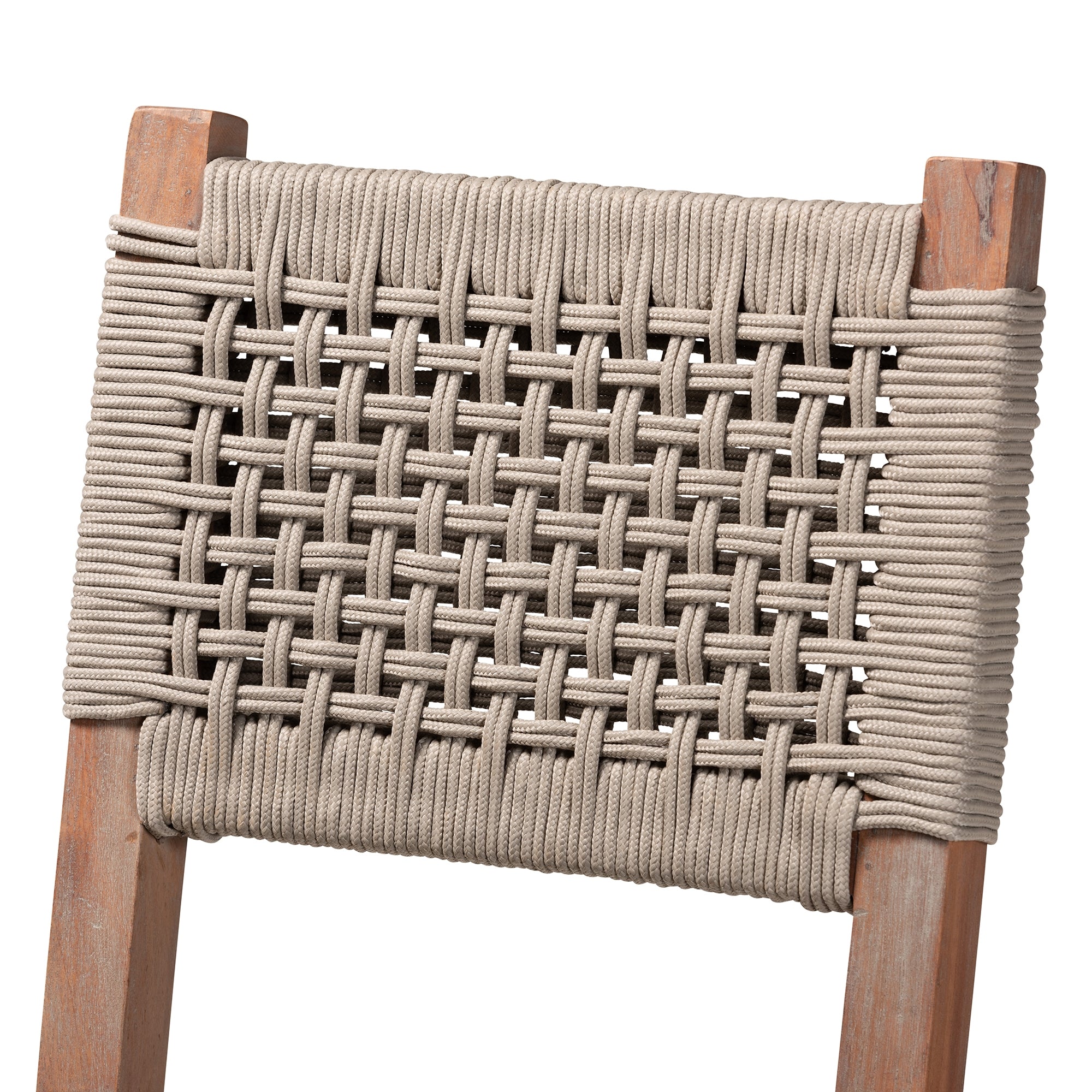 bali & pari Heyna Mid-Century Transitional Grey Woven Rope Mahogany Counter Stool