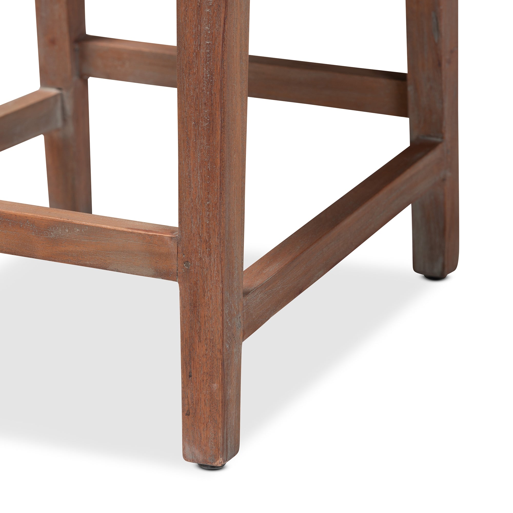 bali & pari Heyna Mid-Century Transitional Grey Woven Rope Mahogany Counter Stool