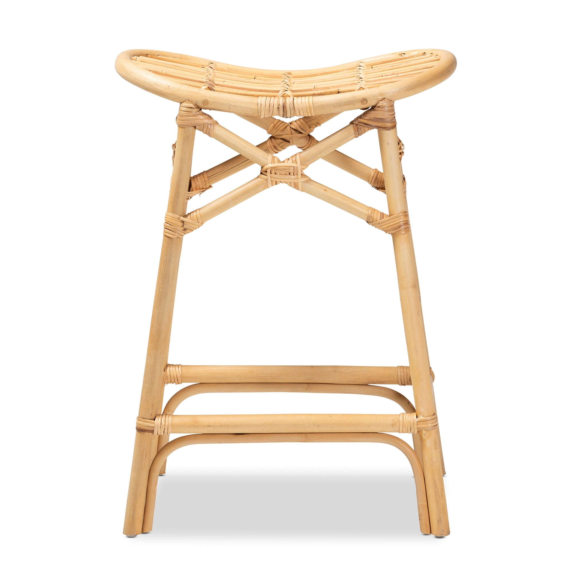 bali & pari Elgon Modern Bohemian Natural Brown Rattan Counter Stool