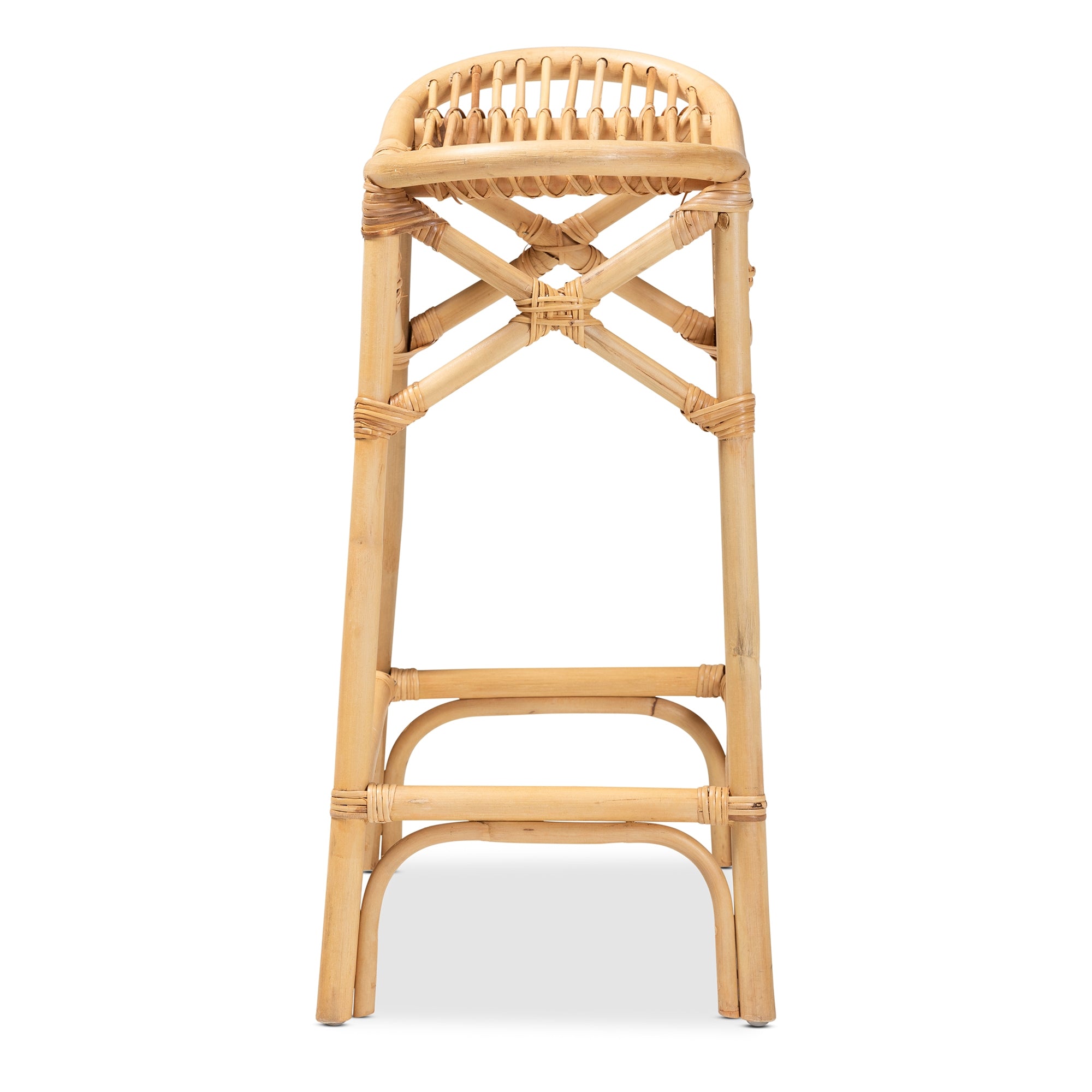 bali & pari Elgon Modern Bohemian Natural Brown Rattan Counter Stool