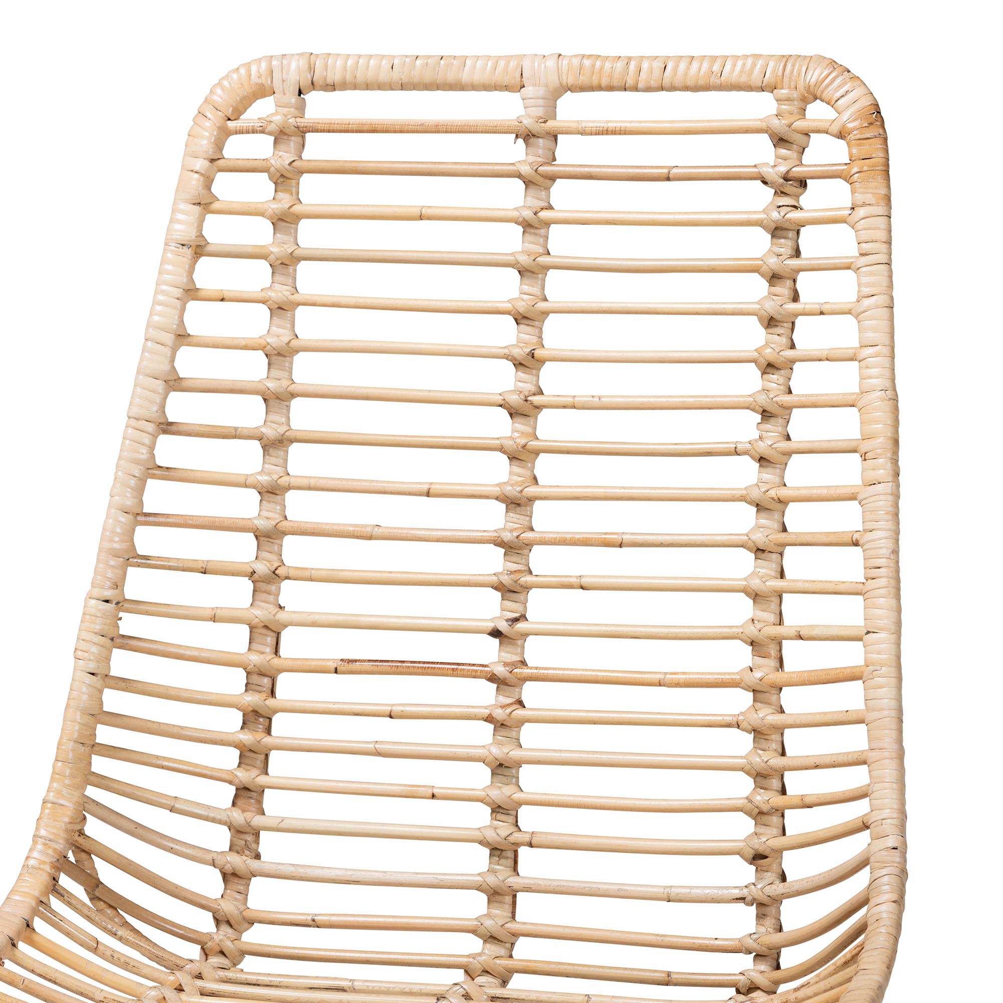 Baxton Studio Manhattan Modern Bohemian Rattan and Natural Oak Finished Wood 5-Piece Dining Set