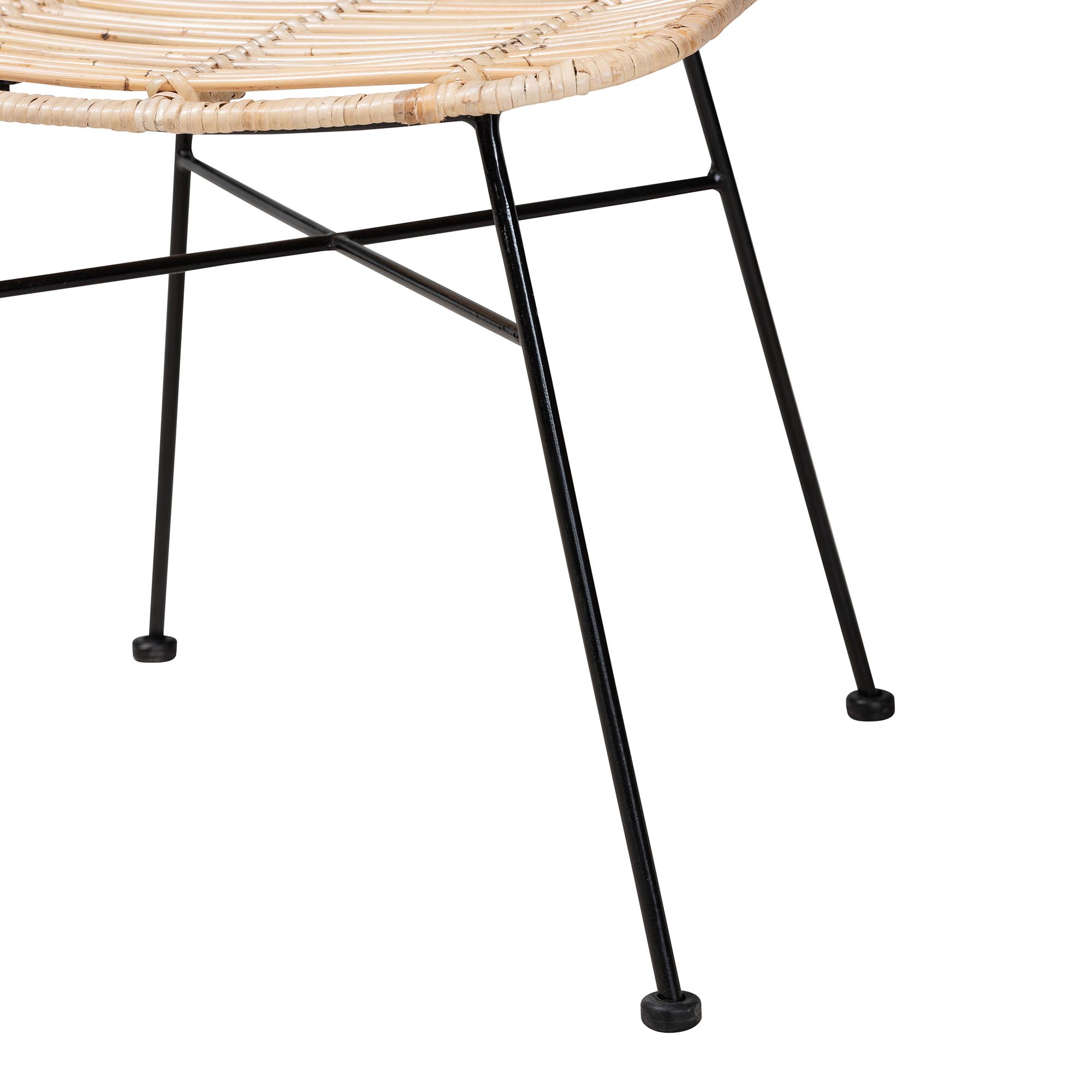 Baxton Studio Manhattan Modern Bohemian Rattan and Natural Oak Finished Wood 5-Piece Dining Set