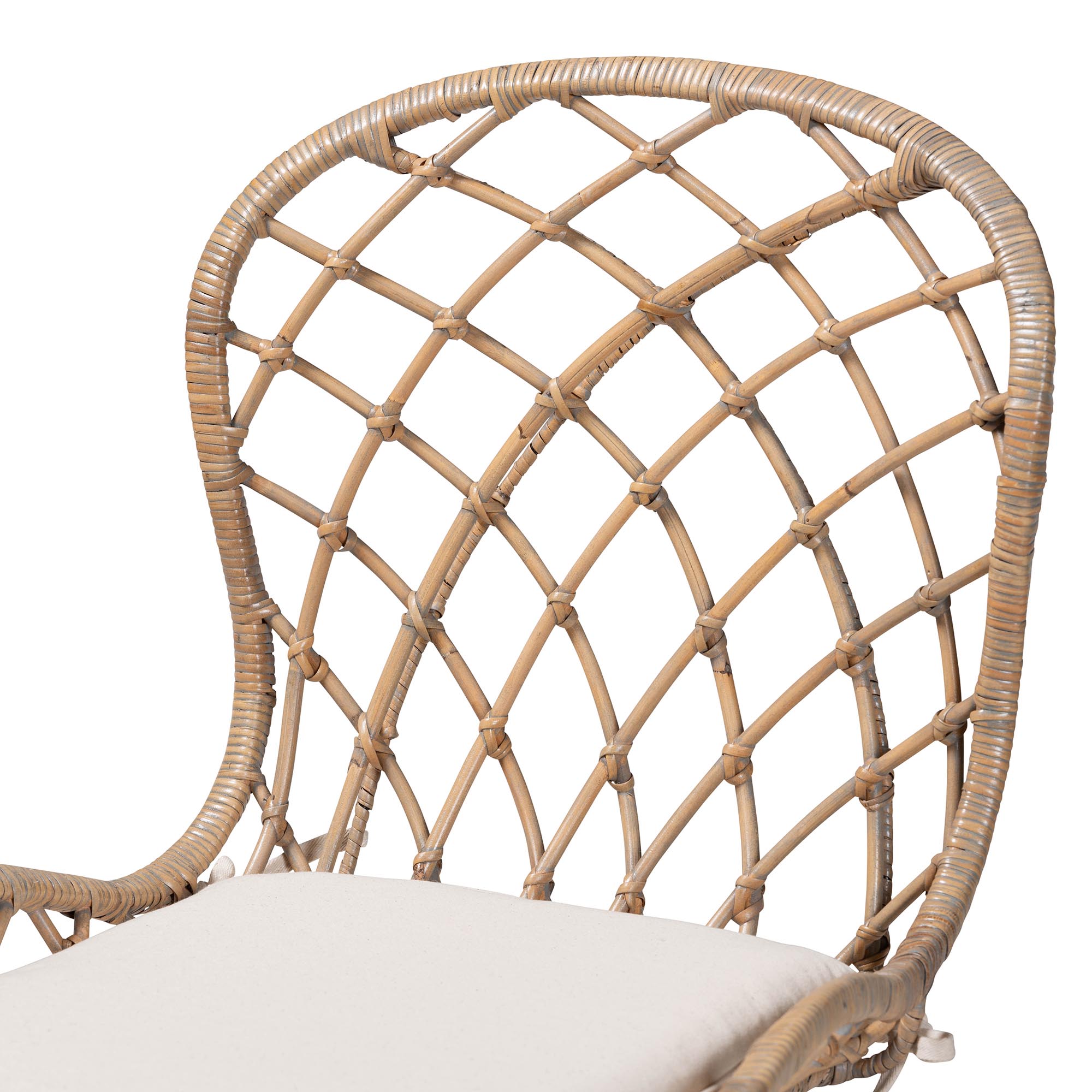 Baxton Studio Sabelle Modern Bohemian Greywashed Rattan and Natural Brown Finished Wood 5-Piece Dining Set