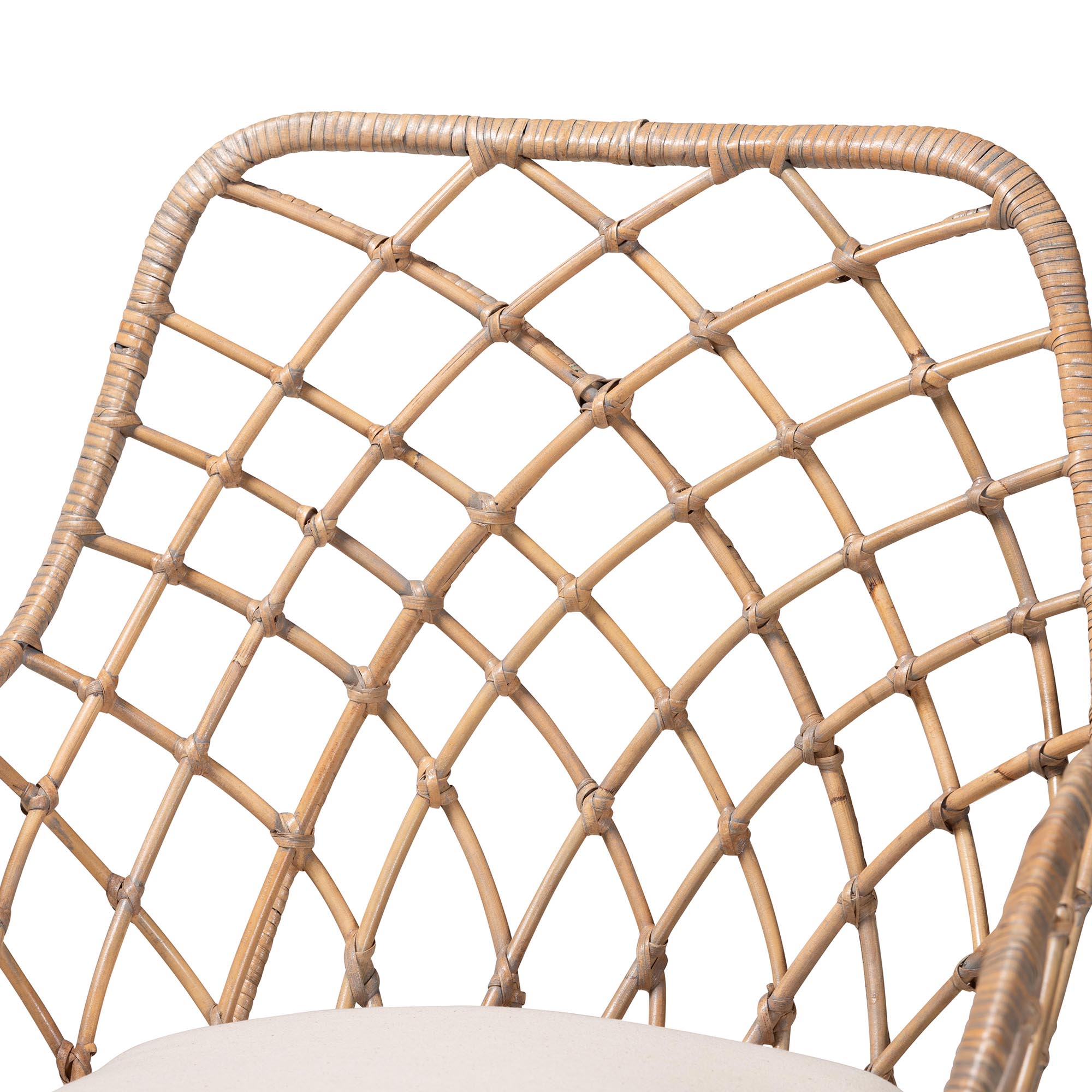 Baxton Studio Ballerina Modern Bohemian Greywashed Rattan and Natural Brown Finished Mahogany Wood 5-Piece Dining Set