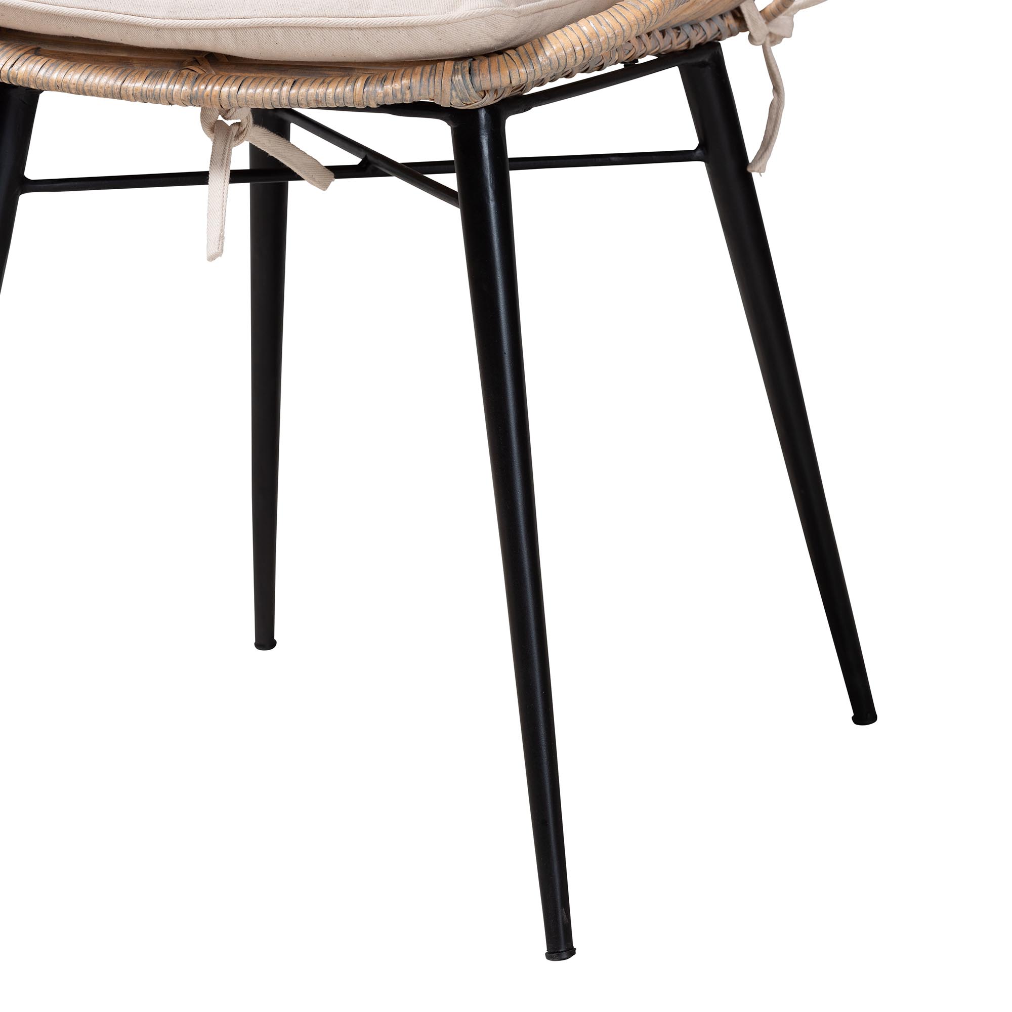 Baxton Studio Brenna Modern Bohemian Greywashed Rattan and Natural Brown Finished Wood 5-Piece Dining Set
