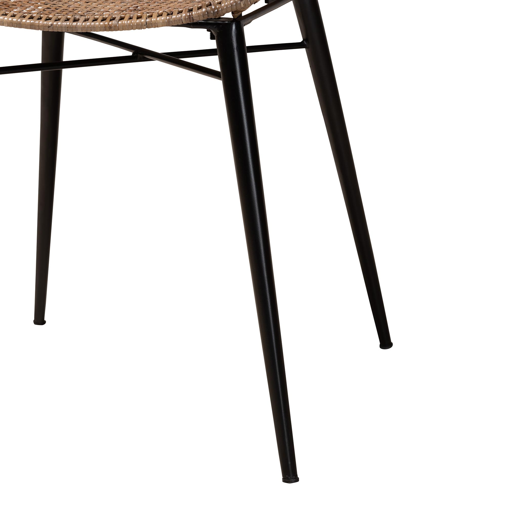 Baxton Studio Ballerina Modern Bohemian Greywashed Rattan and Black Metal 5-Piece Dining Set