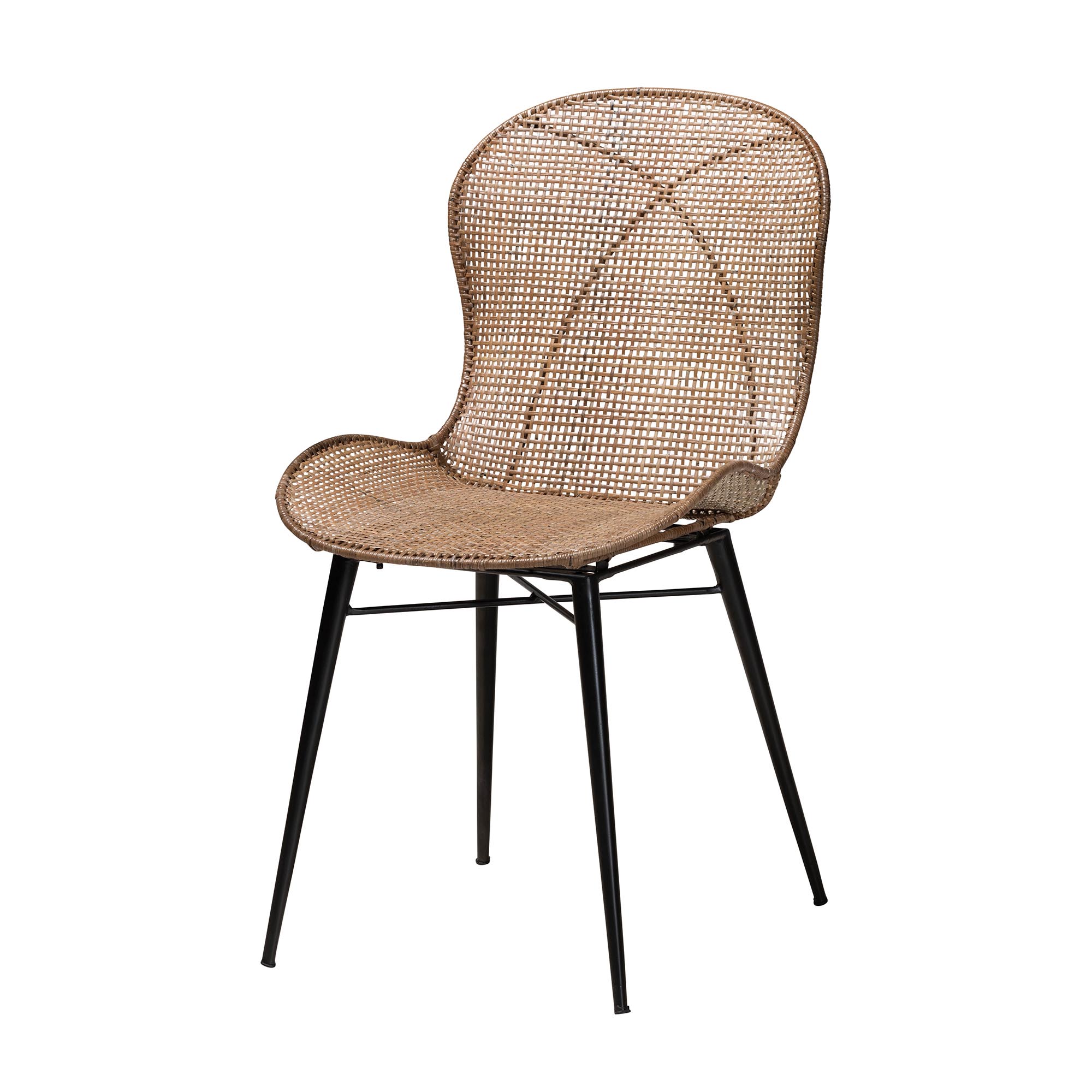 Baxton Studio Emmali Modern Bohemian Greywashed Rattan and Natural Brown Finished Wood 7-Piece Dining Set