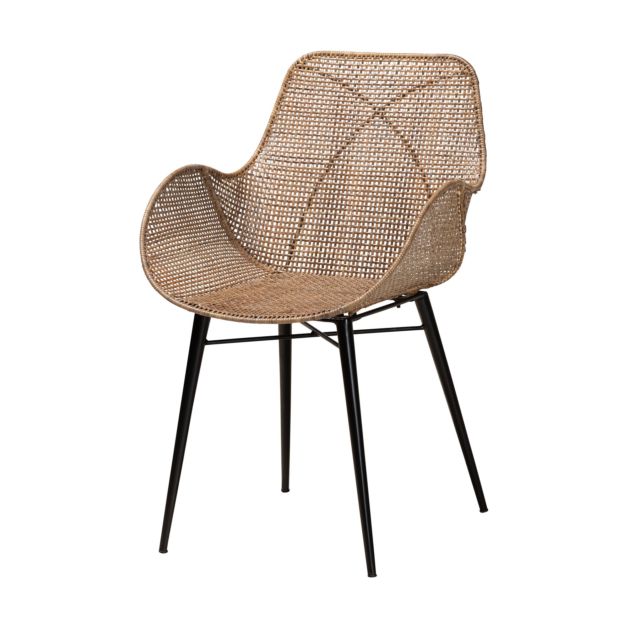 Baxton Studio Emmali Modern Bohemian Greywashed Rattan and Natural Brown Finished Wood 7-Piece Dining Set