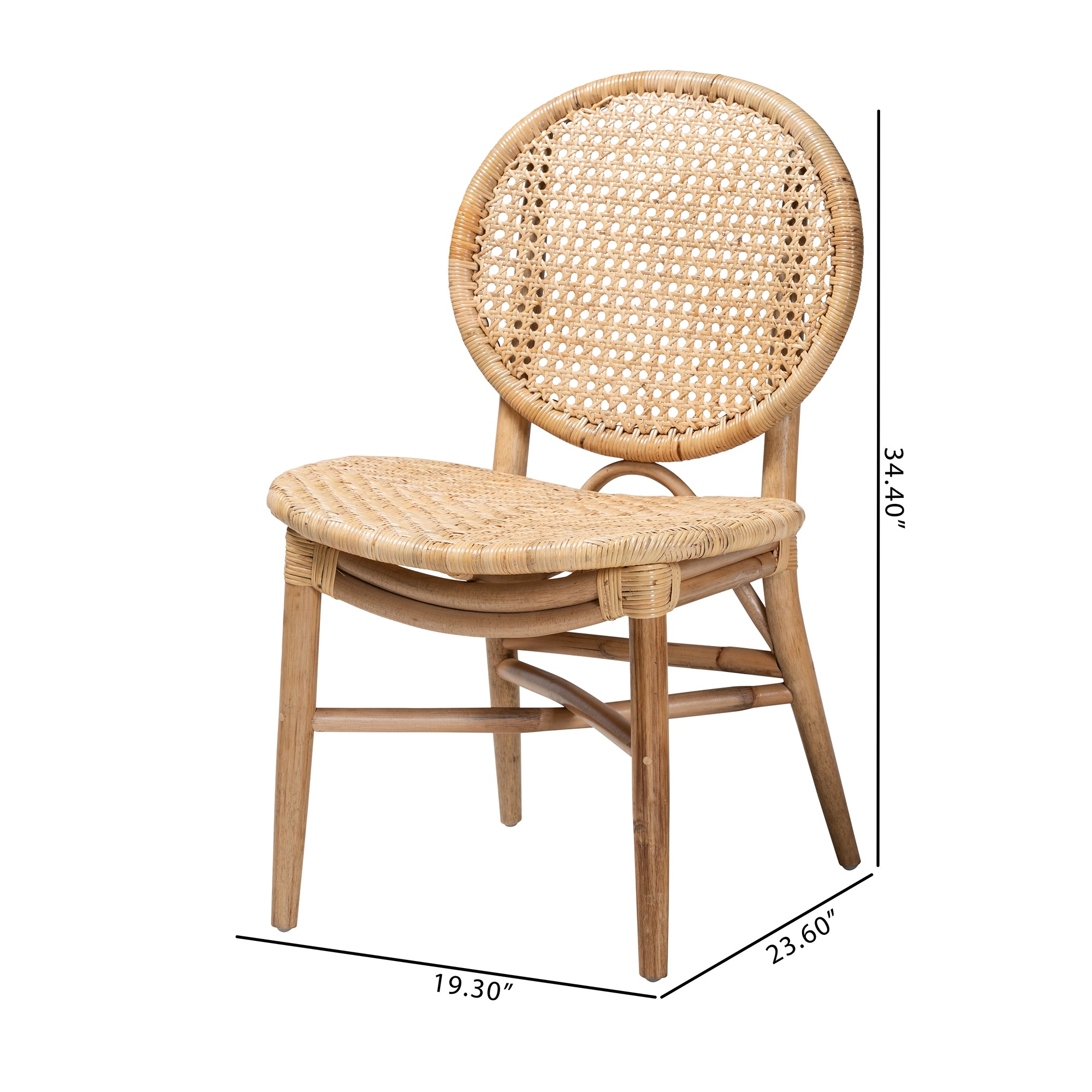 bali & pari Osaka Modern Bohemian Natural Brown Rattan Dining Chair