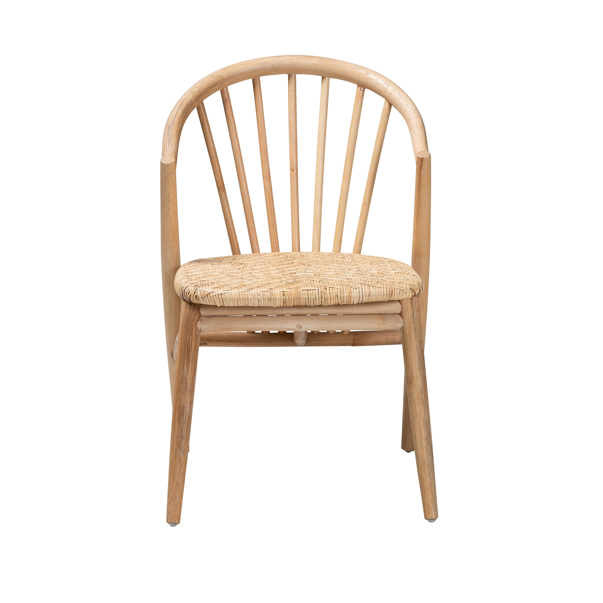 bali & pari Kobe Mid-Century Modern Natural Brown Finished Wood and Rattan Dining Chair