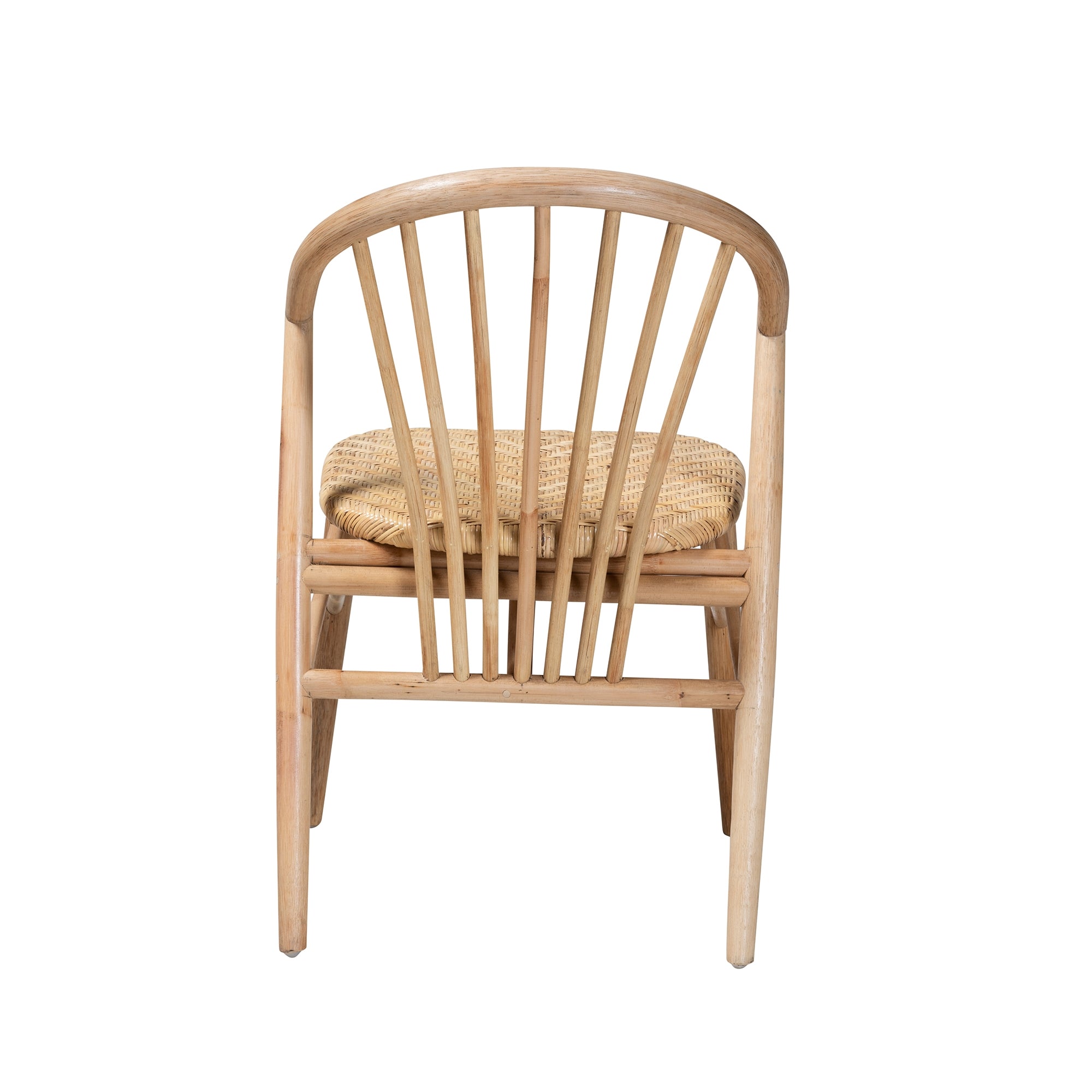 bali & pari Kobe Mid-Century Modern Natural Brown Finished Wood and Rattan Dining Chair