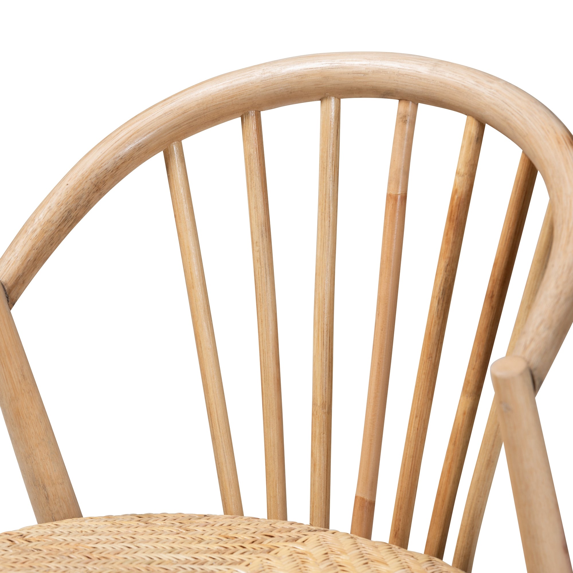 bali & pari Kobe Mid-Century Modern Natural Brown Finished Wood and Rattan Dining Chair