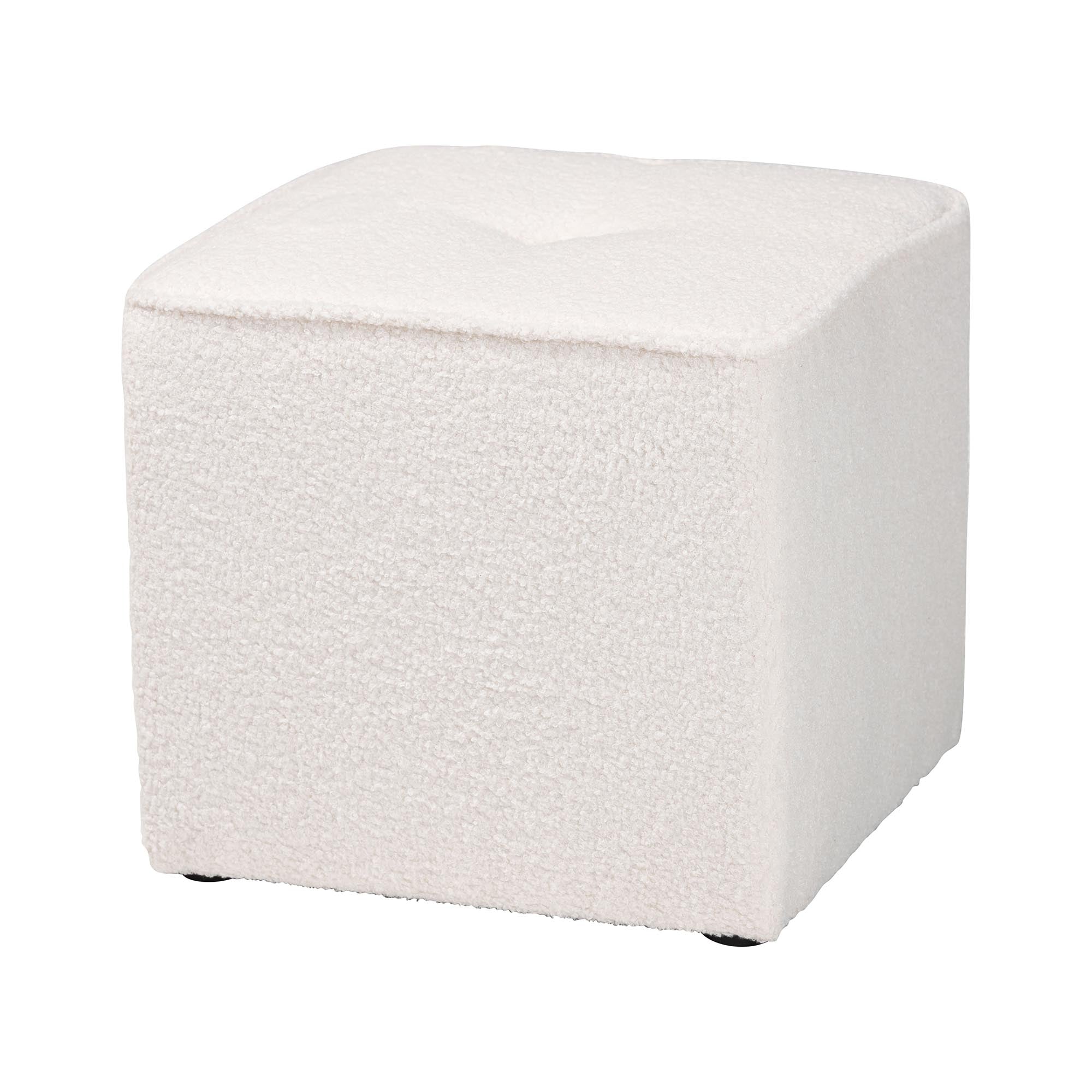 Baxton Studio Isaiah Modern and Contemporary Ivory Boucle Upholstered Ottoman