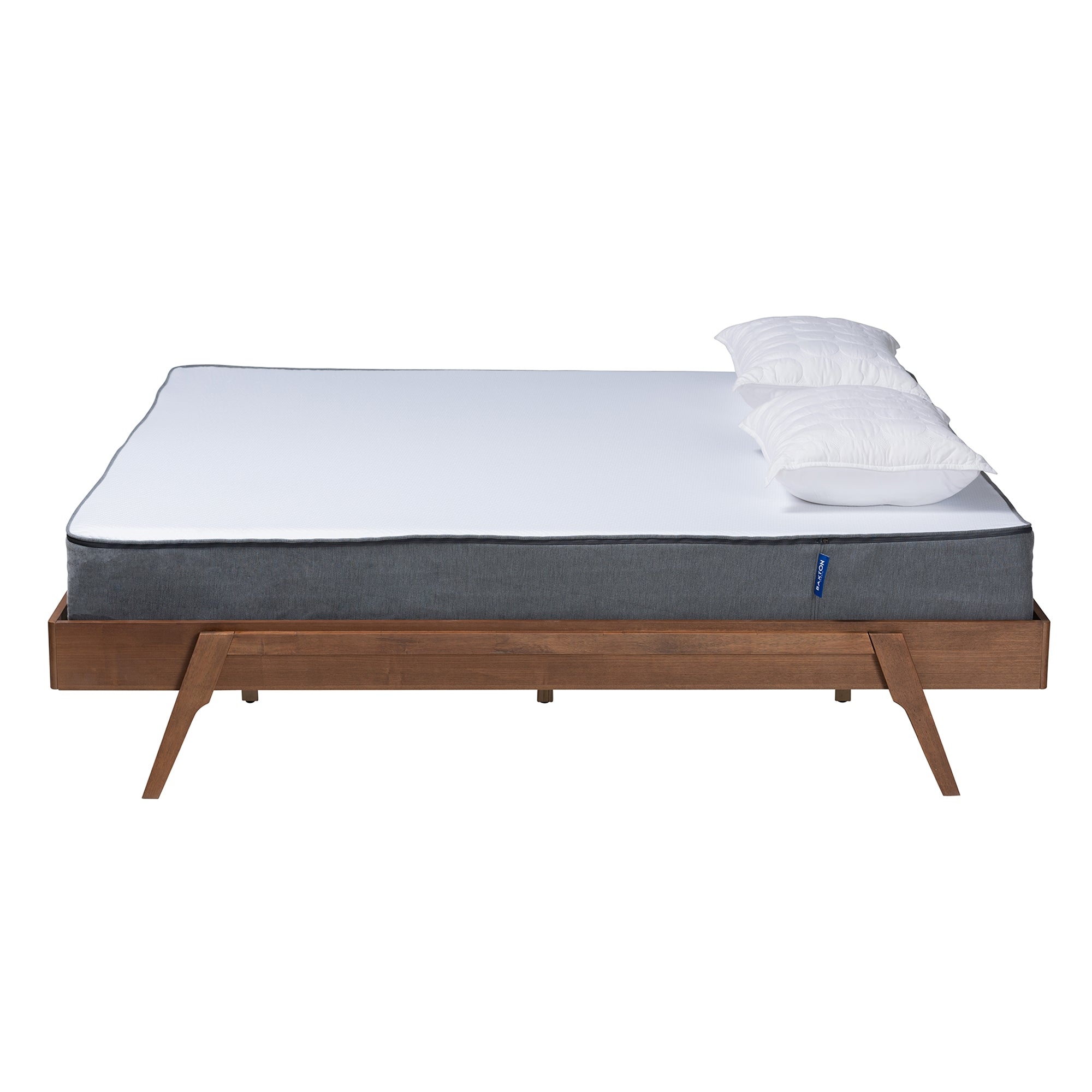 Baxton Studio Sarita Mid-Century Modern Ash Walnut Finished Wood Queen Size Bed Frame