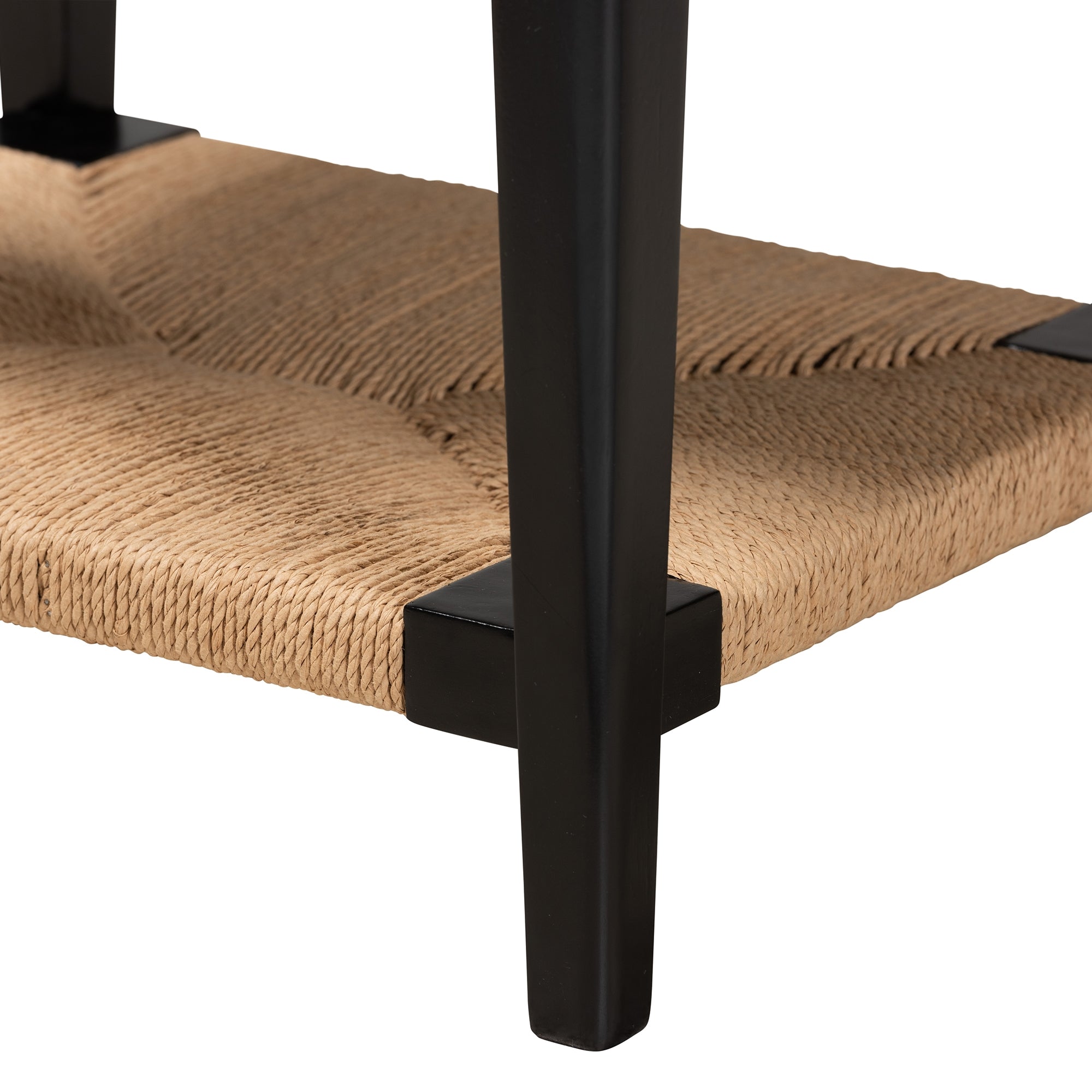 bali & pari Freya Modern Bohemian Black Finished Bayur Wood End Table