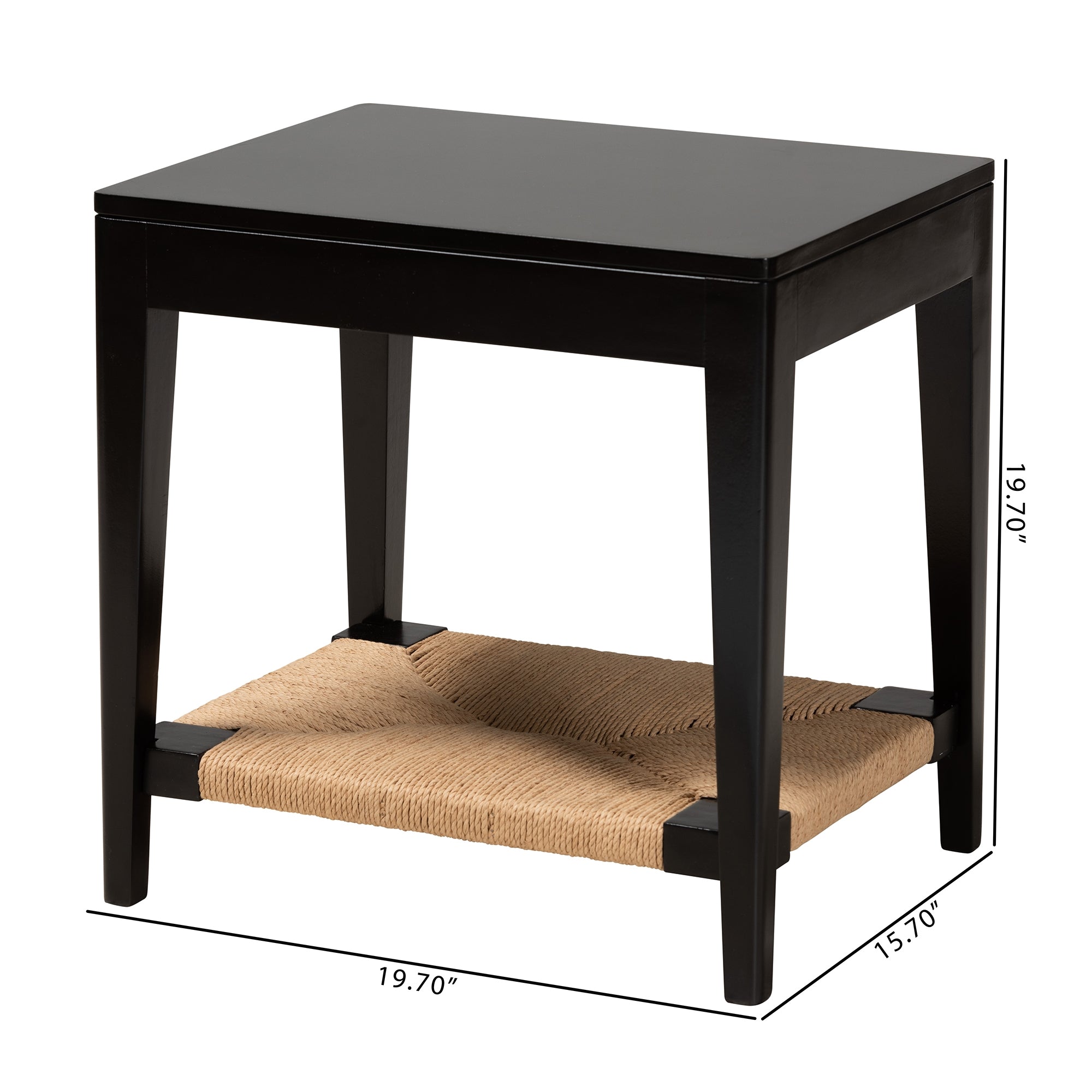 bali & pari Freya Modern Bohemian Black Finished Bayur Wood End Table