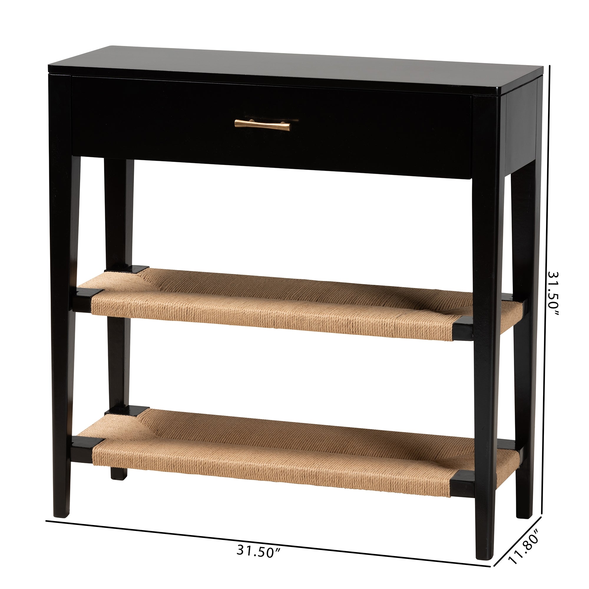 bali & pari Freya Modern Bohemian Black Finished Bayur Wood 1-Drawer Console Table