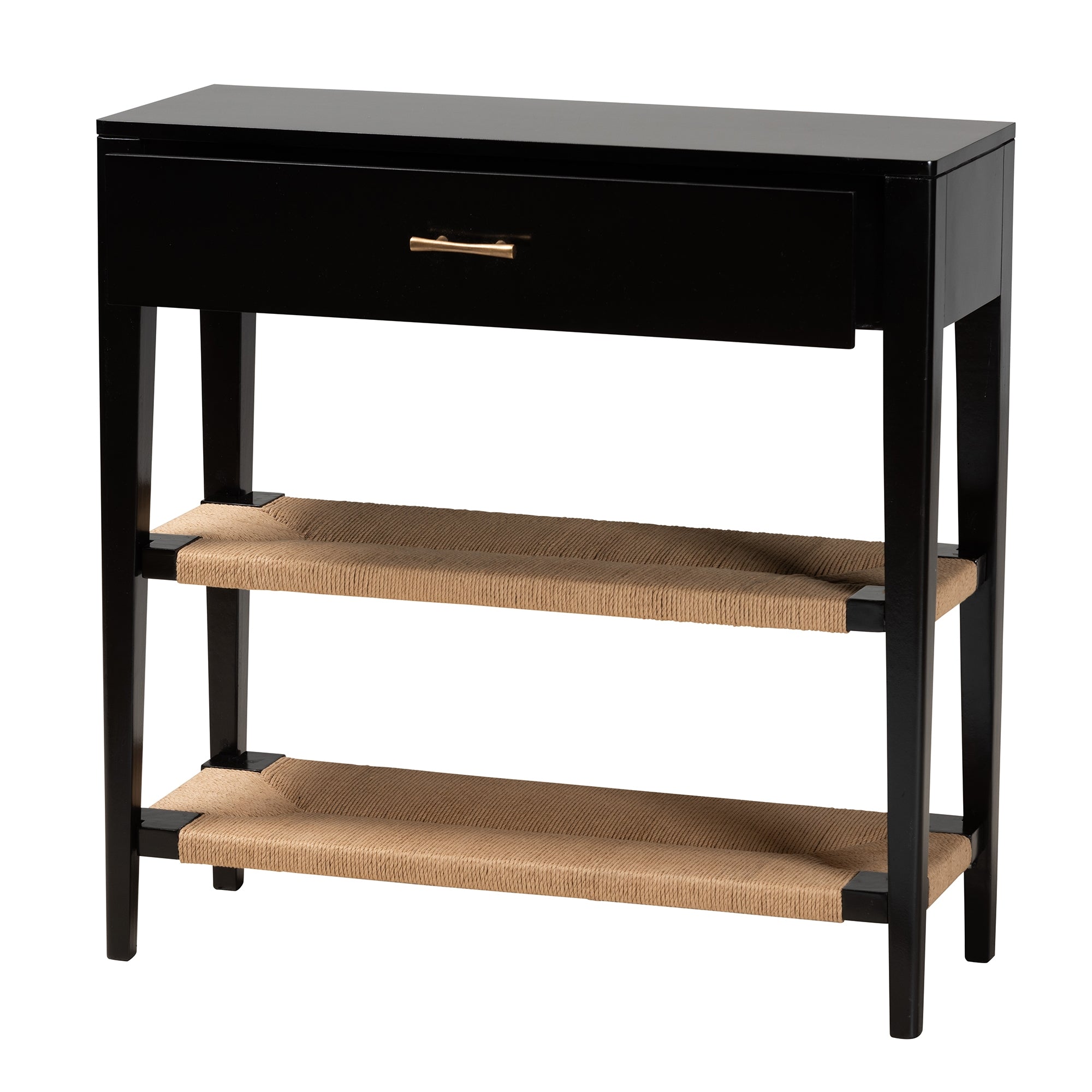 bali & pari Freya Modern Bohemian Black Finished Bayur Wood 1-Drawer Console Table