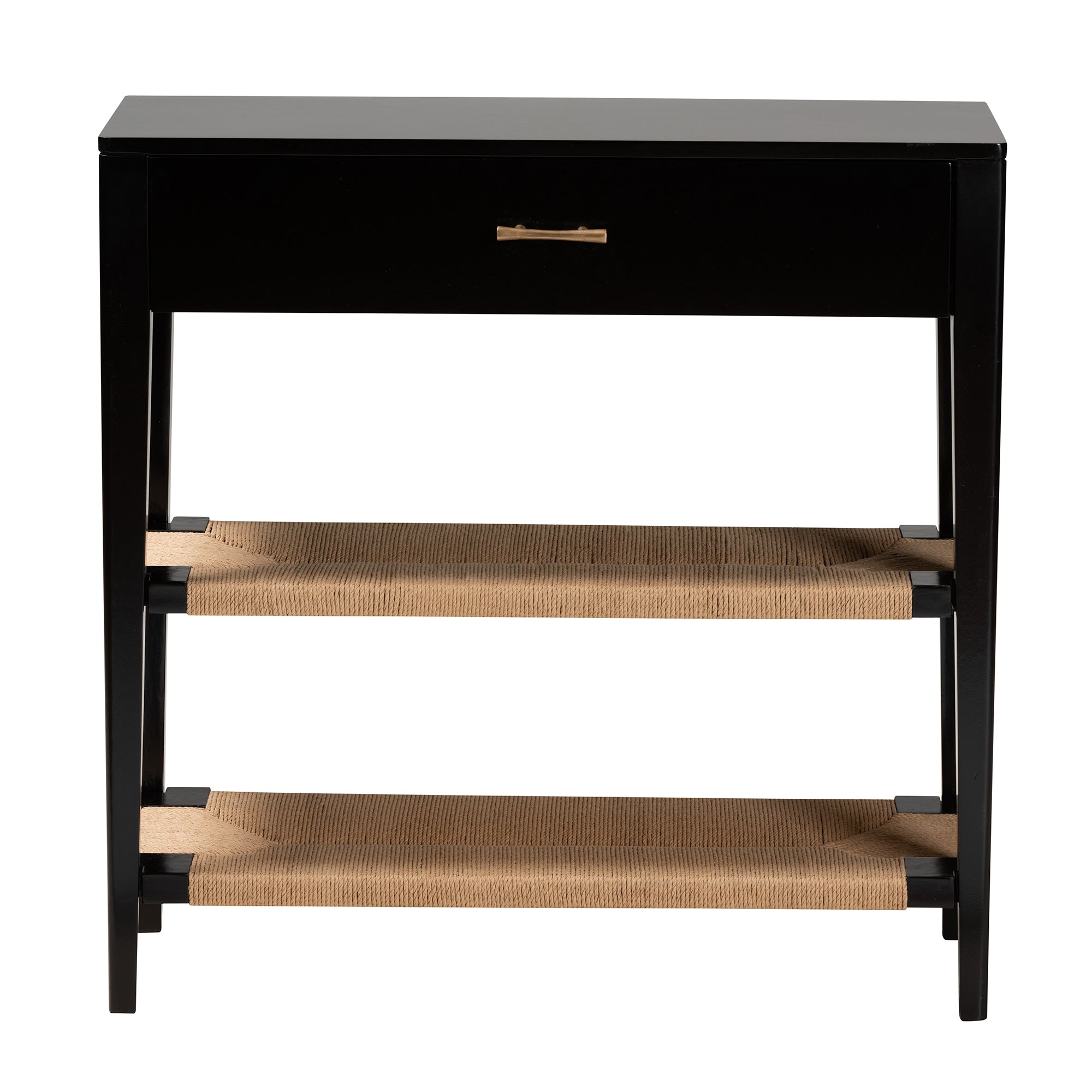 bali & pari Freya Modern Bohemian Black Finished Bayur Wood 1-Drawer Console Table