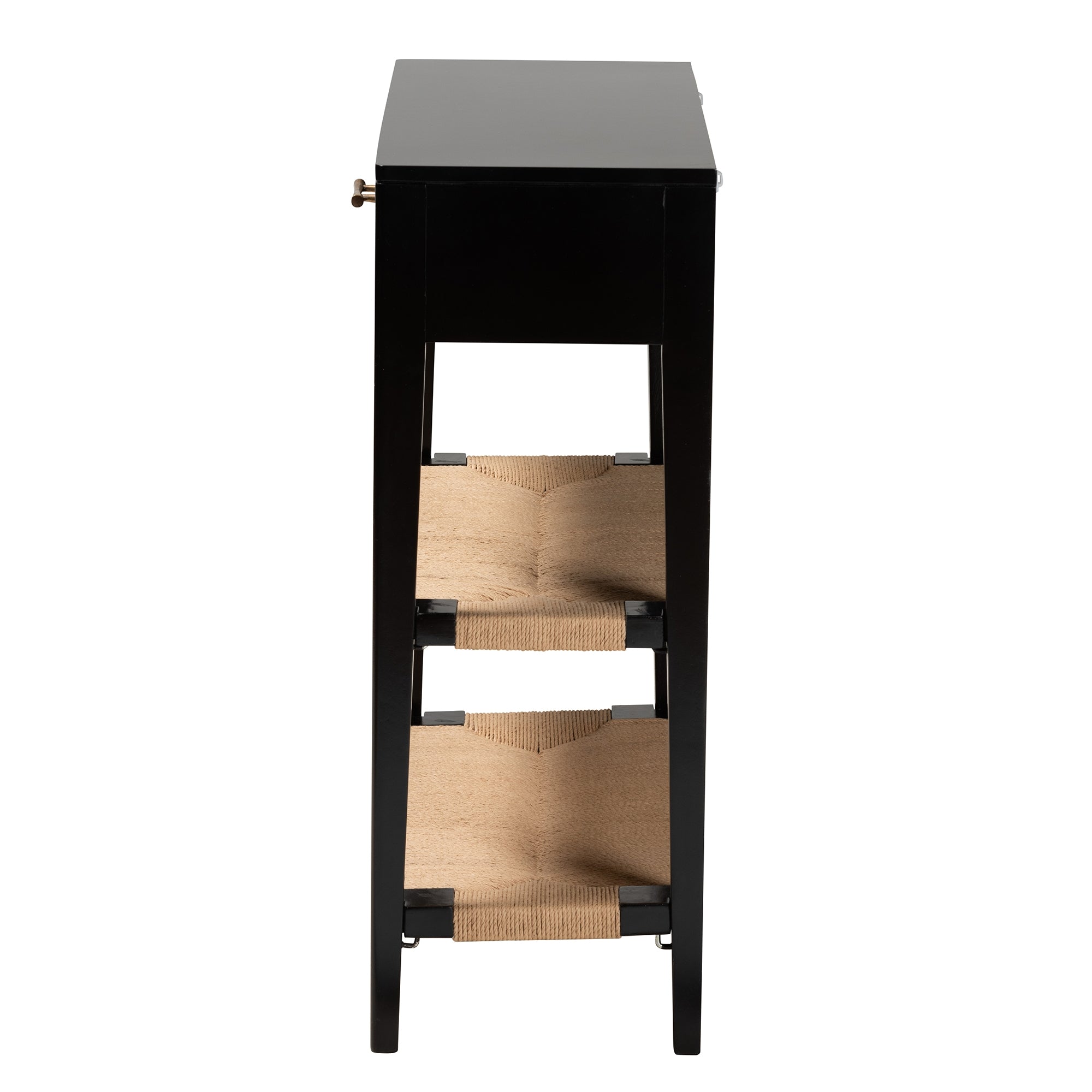 bali & pari Freya Modern Bohemian Black Finished Bayur Wood 1-Drawer Console Table