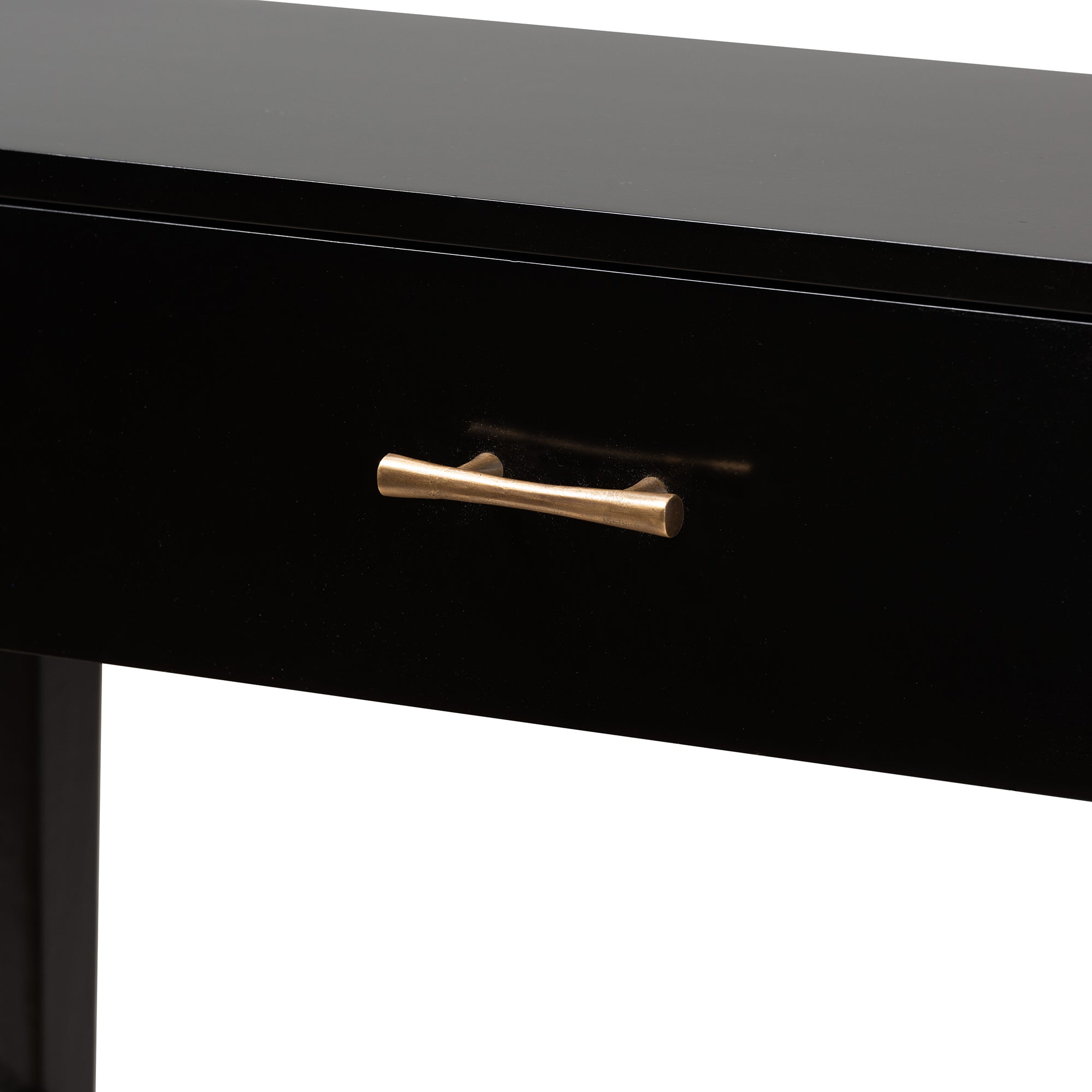 bali & pari Freya Modern Bohemian Black Finished Bayur Wood 1-Drawer Console Table