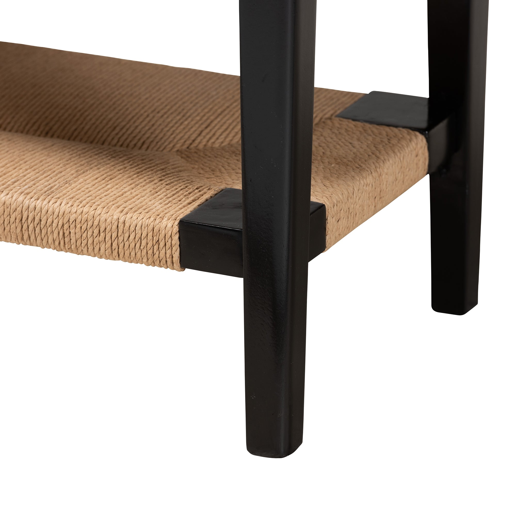 bali & pari Freya Modern Bohemian Black Finished Bayur Wood 1-Drawer Console Table