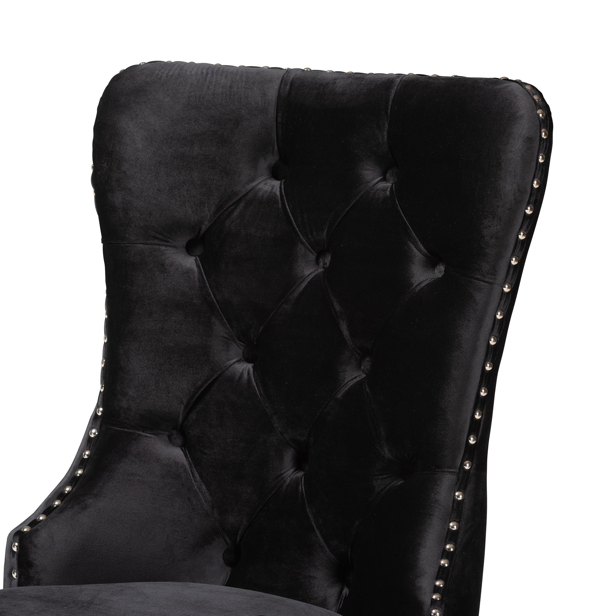 Baxton Studio Honora Contemporary Glam and Luxe Black Velvet Fabric and Silver Metal 2-Piece Dining Chair Set