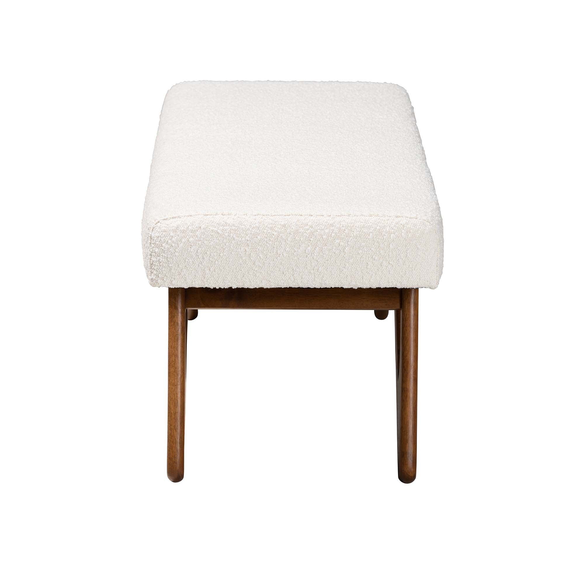 Baxton Studio Rika Japandi Cream Boucle Fabric and Walnut Brown Finished Wood Bench
